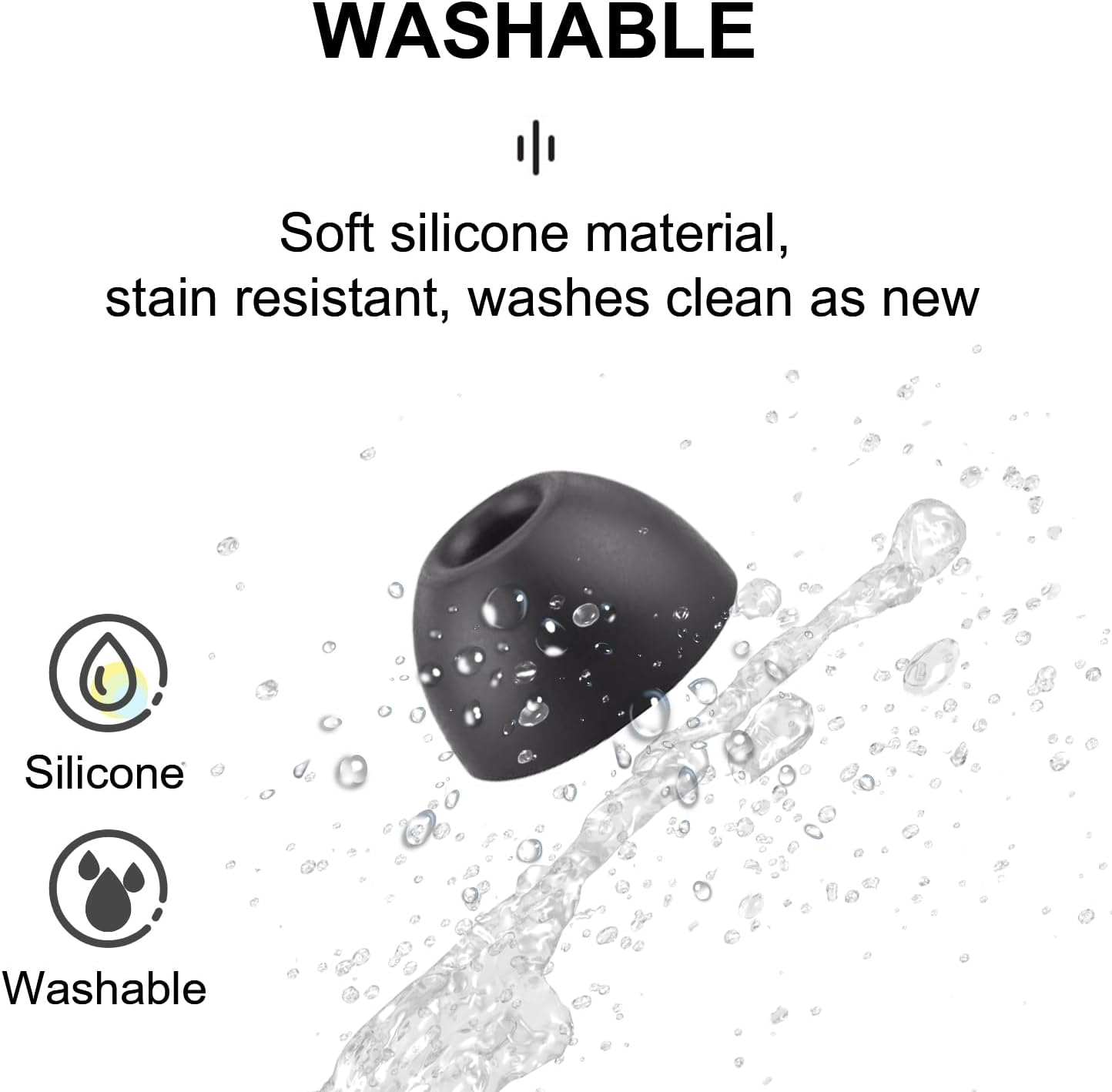 Aiivioll 6Pcs Silicone Ear Tips for Beats Fit Pro/Studio Buds/Studio Buds+ in Ear Tips Eartips Replacement Buds S/M/L (Black) image number 6