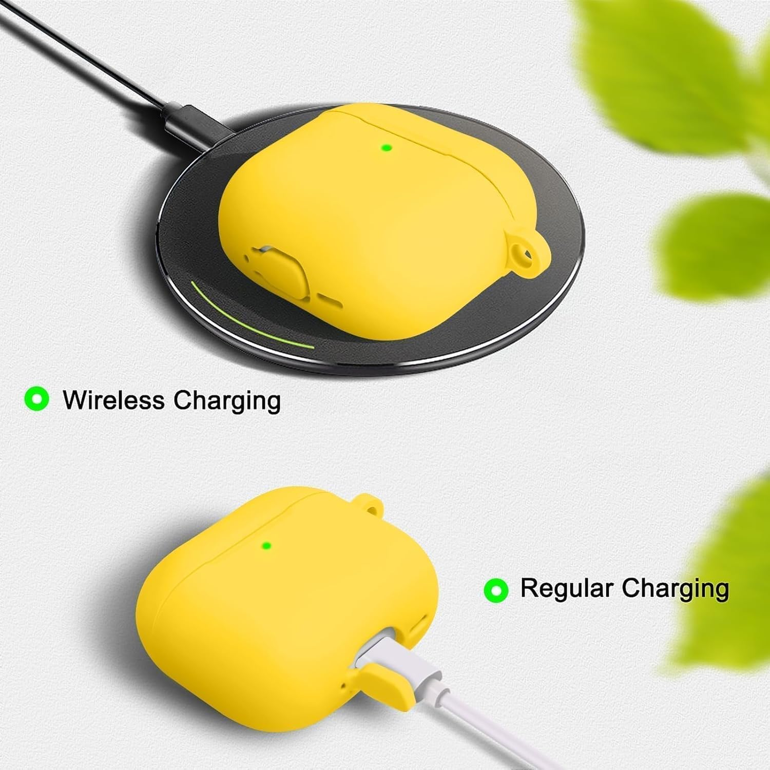 Premium Protective Case for Airpods 4Th Generation - Stylish & Durable Airpods Case with Keychain for Air Pod & Airpods Accessories（Yellow） image number 2