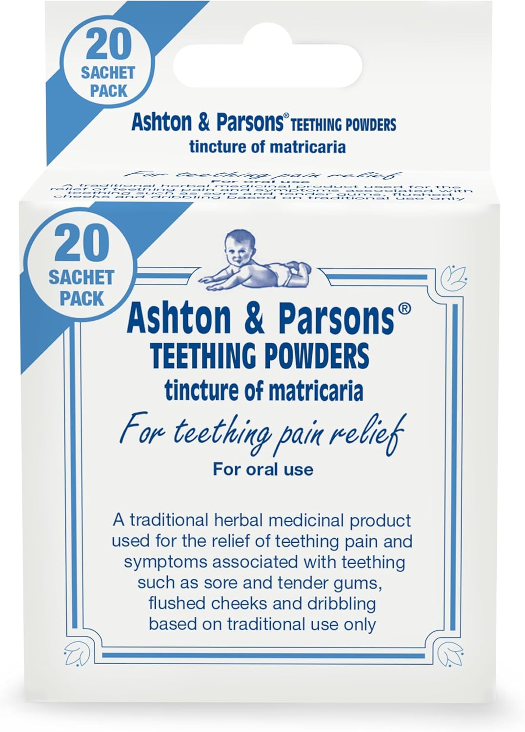 Ashton & Parsons Infant Teething Powder, 20 Sachets, Natural, 3G, Pain Relief image number 1