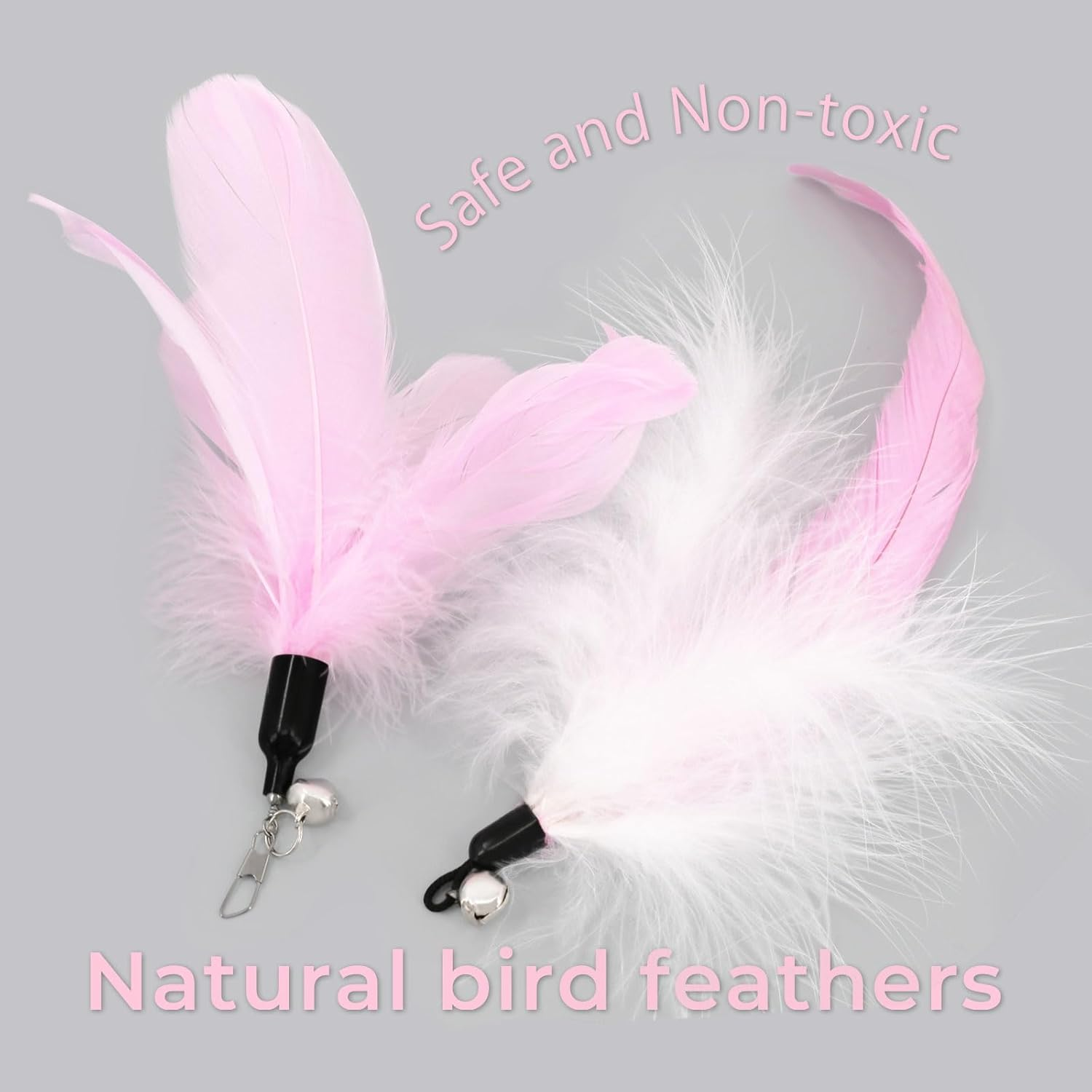 SONGWAY Cat Toy Wand Replacement - 6 Pieces Cat Toys, Cat Feather Toy Refills, Cat Teaser Wand Attachments, Interactive Cat Toys for Indoor Catspink image number 5