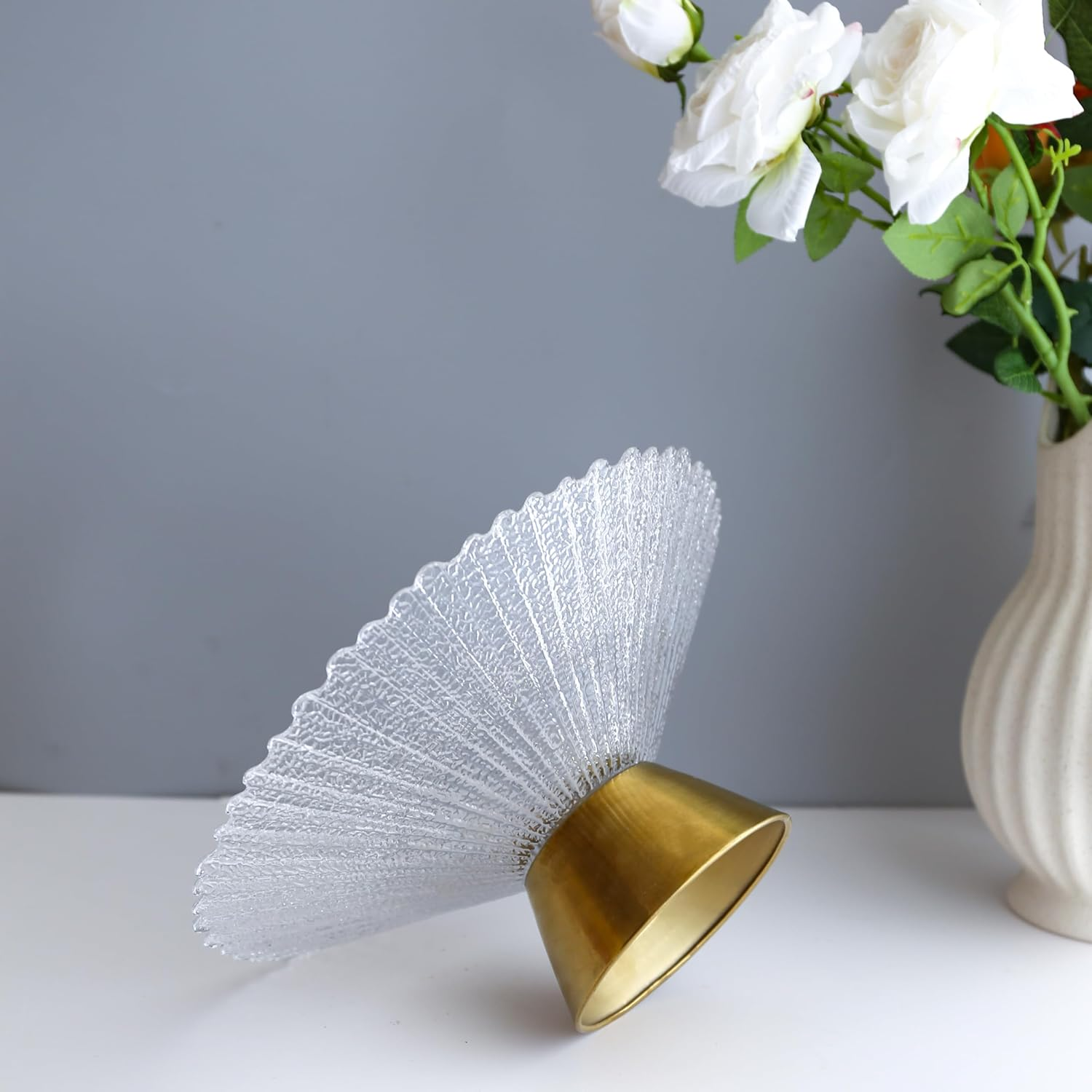 Fruit Bowl, Glass Plates, Fruit Serving Tray, Copper Bottom Glass Fruit Plate, Fruit Trays for Party, Snacks Serving Tray image number 4