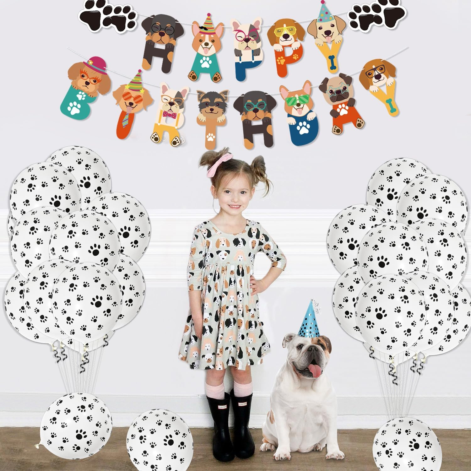 Dog Birthday Party Supplies - Cut Puppy Dog Paw Party Supplies for Doggy, Kids, Birthday Includes Plates, Cups, Napkins, Tableware, Tablecloth, Banner, Balloons, Cake Toppers - Serves 20&hellip; image number 6