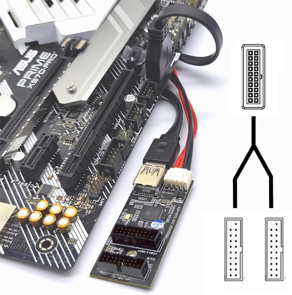 Cablecc 5Gbps Single 19/20Pin Header to USB 3.0 19/20Pin Dual Ports Female PCBA Type 1 to 2 Adapter Splitter HUB image number 6