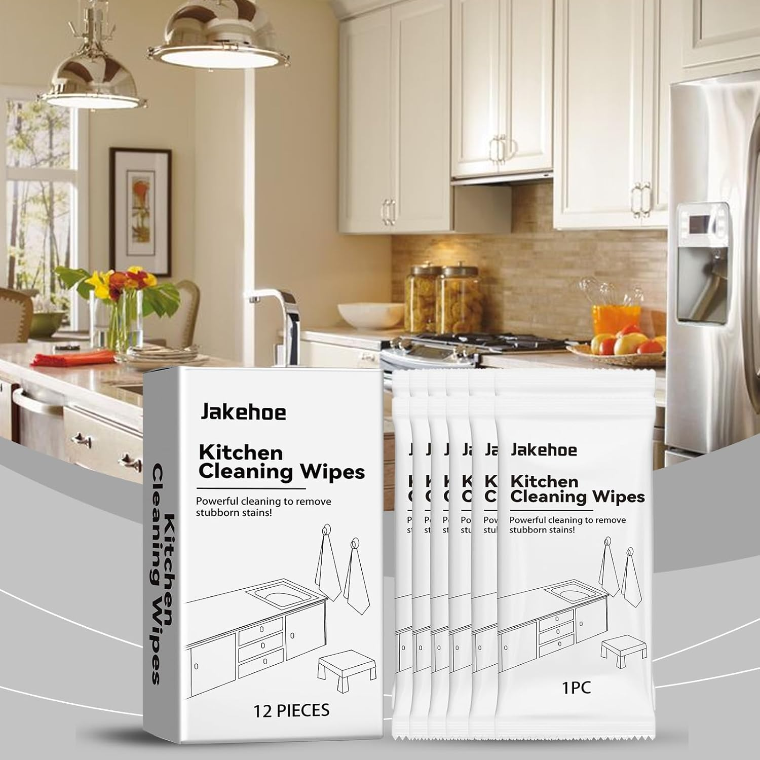 Kitchen Cleaning Wipes, 12-Pack,Convenient to Use and Improvecleaning Efficiency,Mild Ingredients, Focusing Onfamily Health, Powerful Stain Removal image number 5