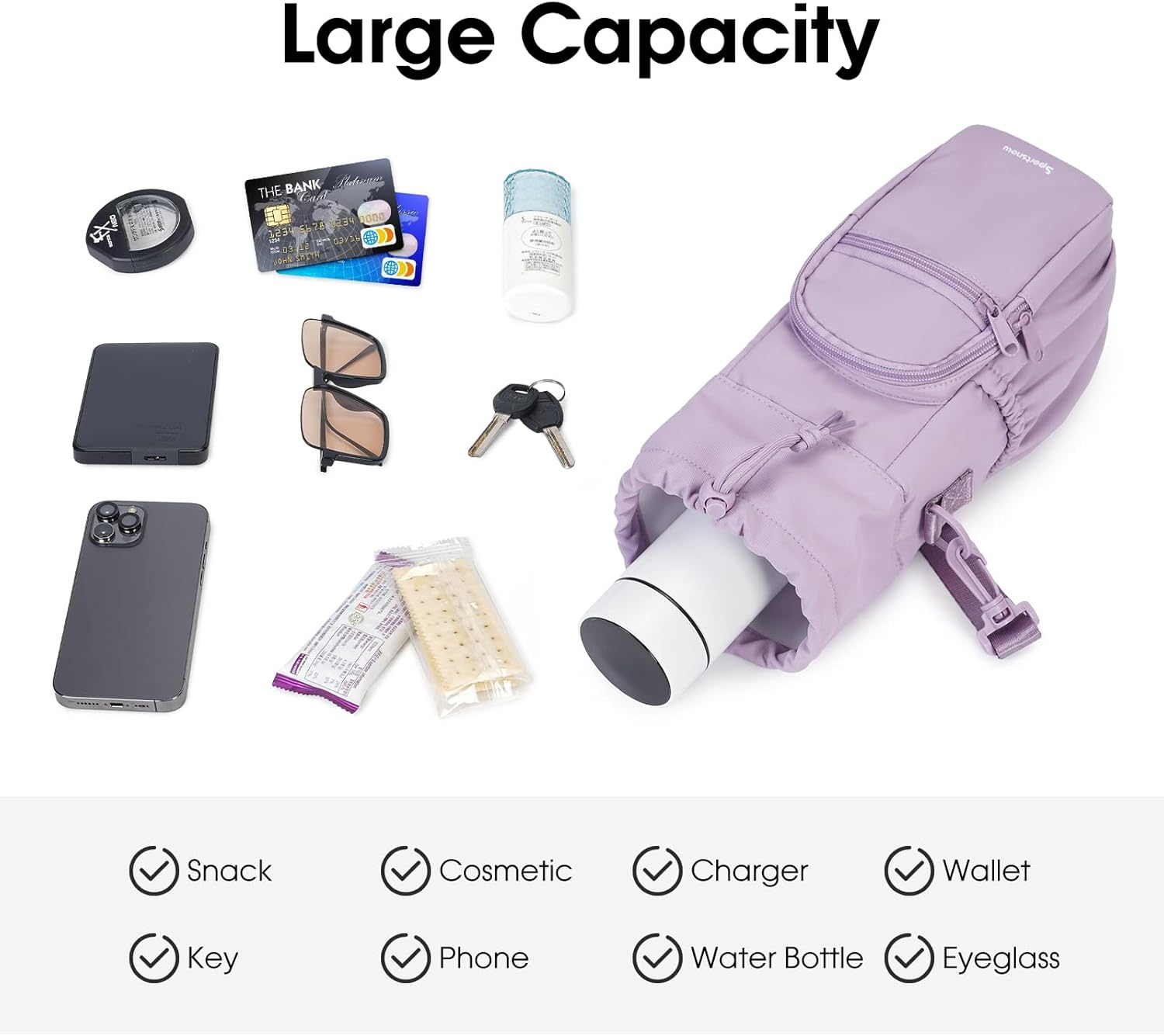 Sportsnew Water Bottle Holder with Strap 32Oz 40Oz Insulated Water Bottle Carrier Sling Bag with Phone Pocket Tumbler Bag Cup Sleeve Crossbody Pouch for Walking Hiking Travelling Carrying image number 1