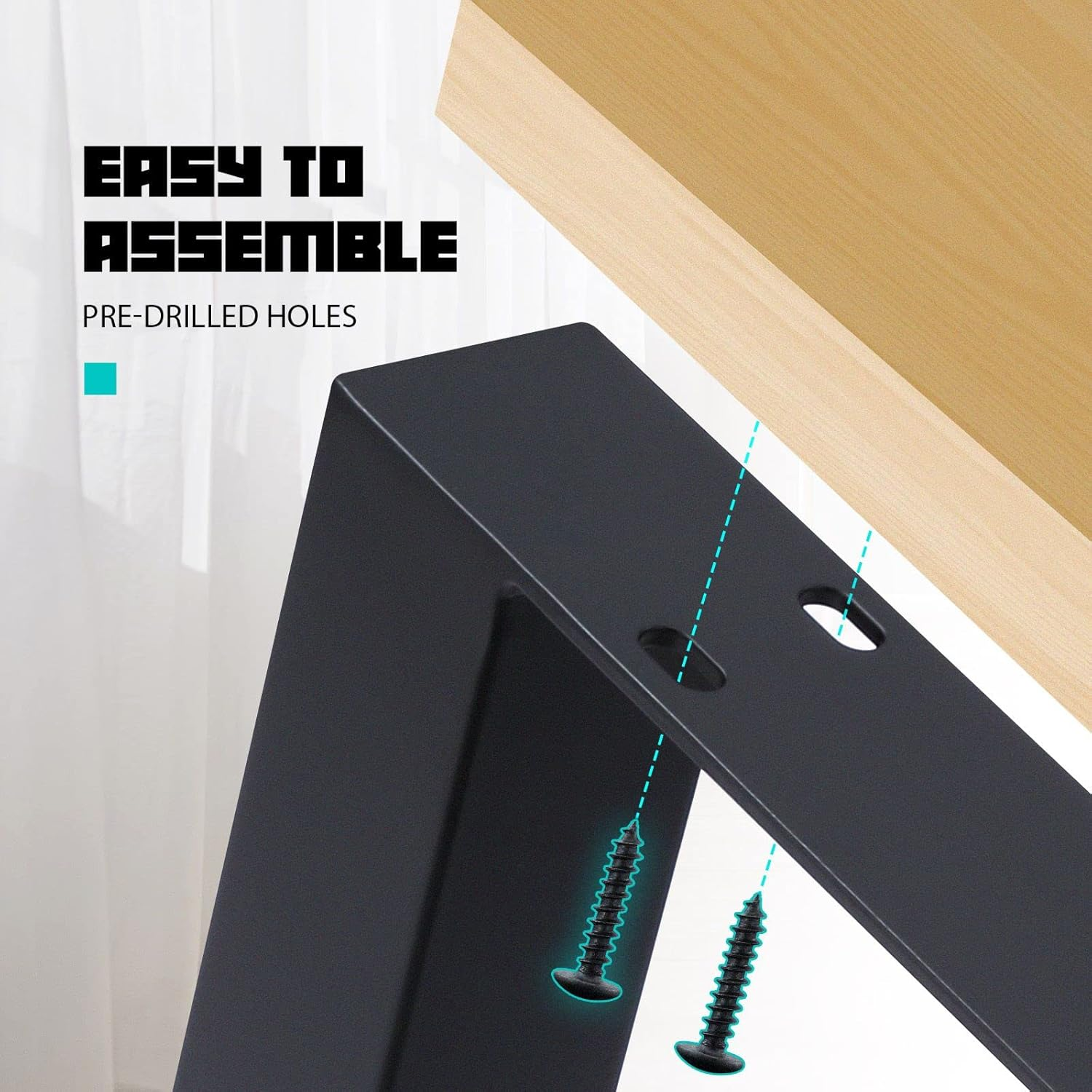 Luxsuite 2PCS Steel Table Legs Metal Desk Trapezoid Leg Feet Base Heavy Duty for Dining Coffee Tables DIY Furniture Legs Industrial Style 71Cm Height Black image number 5