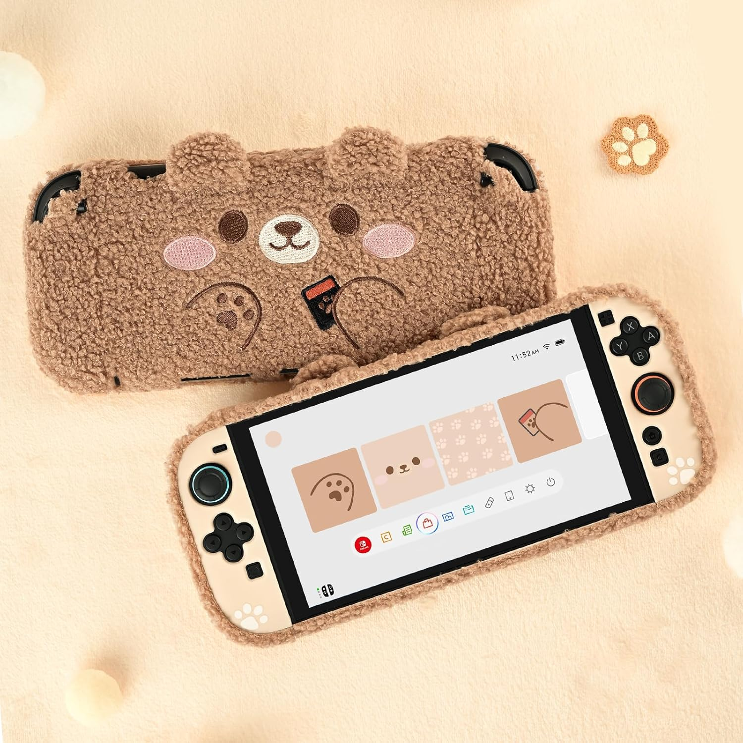 Geekshare Plush Case Compatible with Switch 2 (2025), NS2 Protective Cover for Switch Console and Grip Joy Controller, Plush Bear image number 2