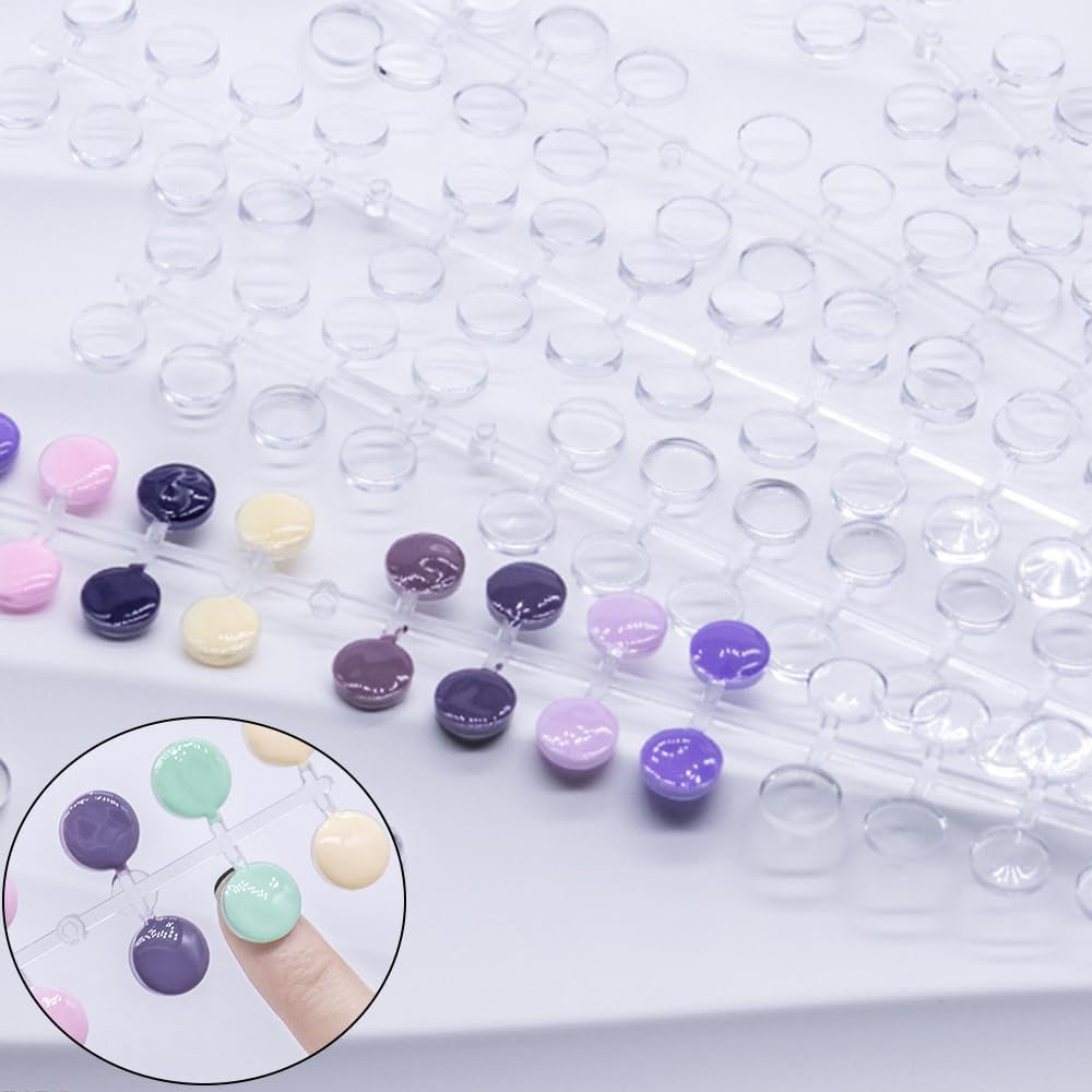 Lymizhuo 120Pcs Clear round False Nail Display Tips with Adhesive &ndash; Nail Swatch Sticks for Polish Color Chart, DIY Training & Practice Nails image number 2