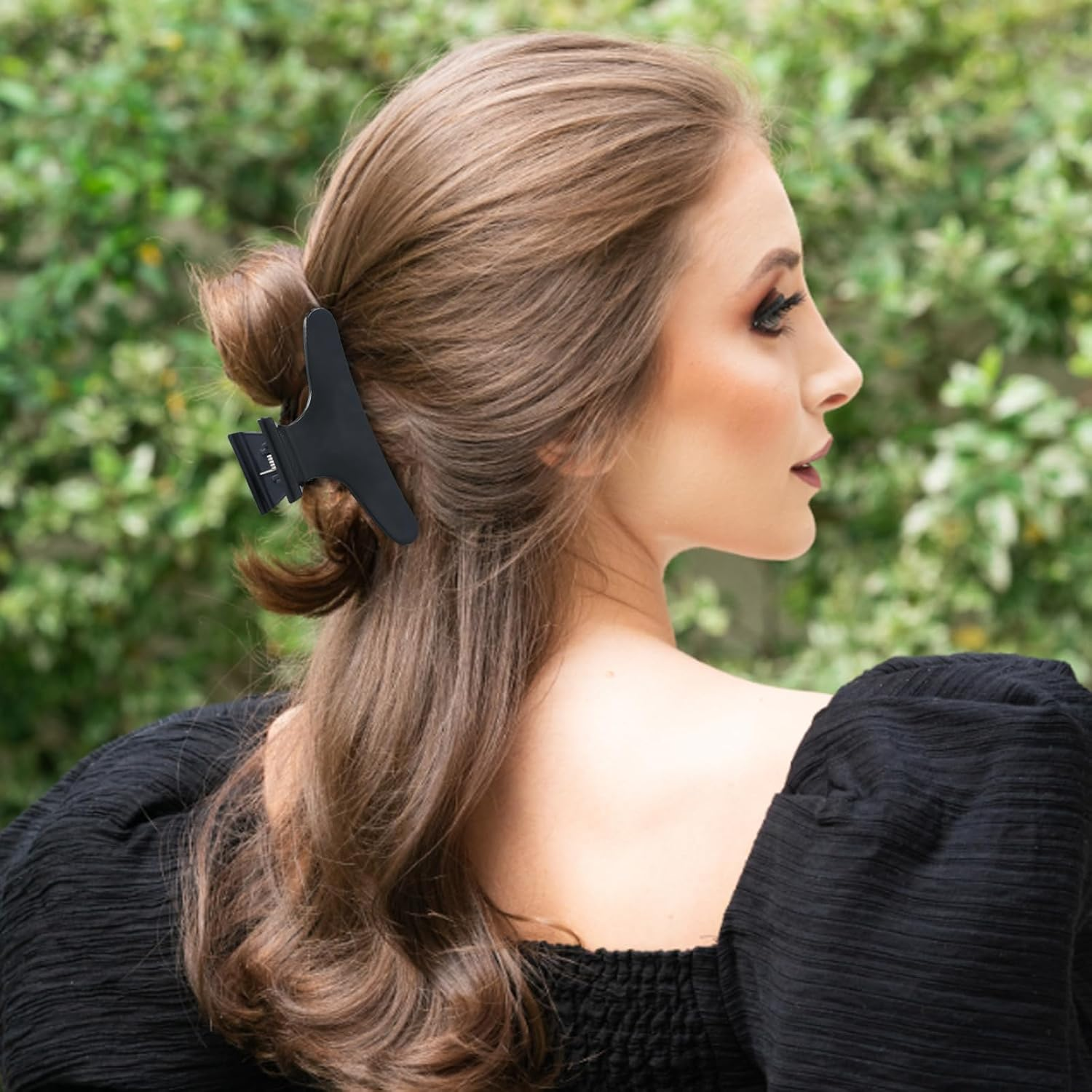 12 Pcs Black Butterfly Hair Claw Clips, Salon Hair Claw Hairdresser Clamp Black Clip Barrettes, Hairdresser Styling Accessories for Women & Girls image number 4