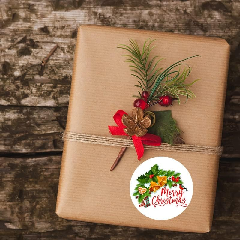 500 PCS Merry Christmas Labels, 1.5&rdquo; Envelope Seal Stickers, Card Gift Envelope Boxes, Xmas Stickers Rolls for Party Supplies