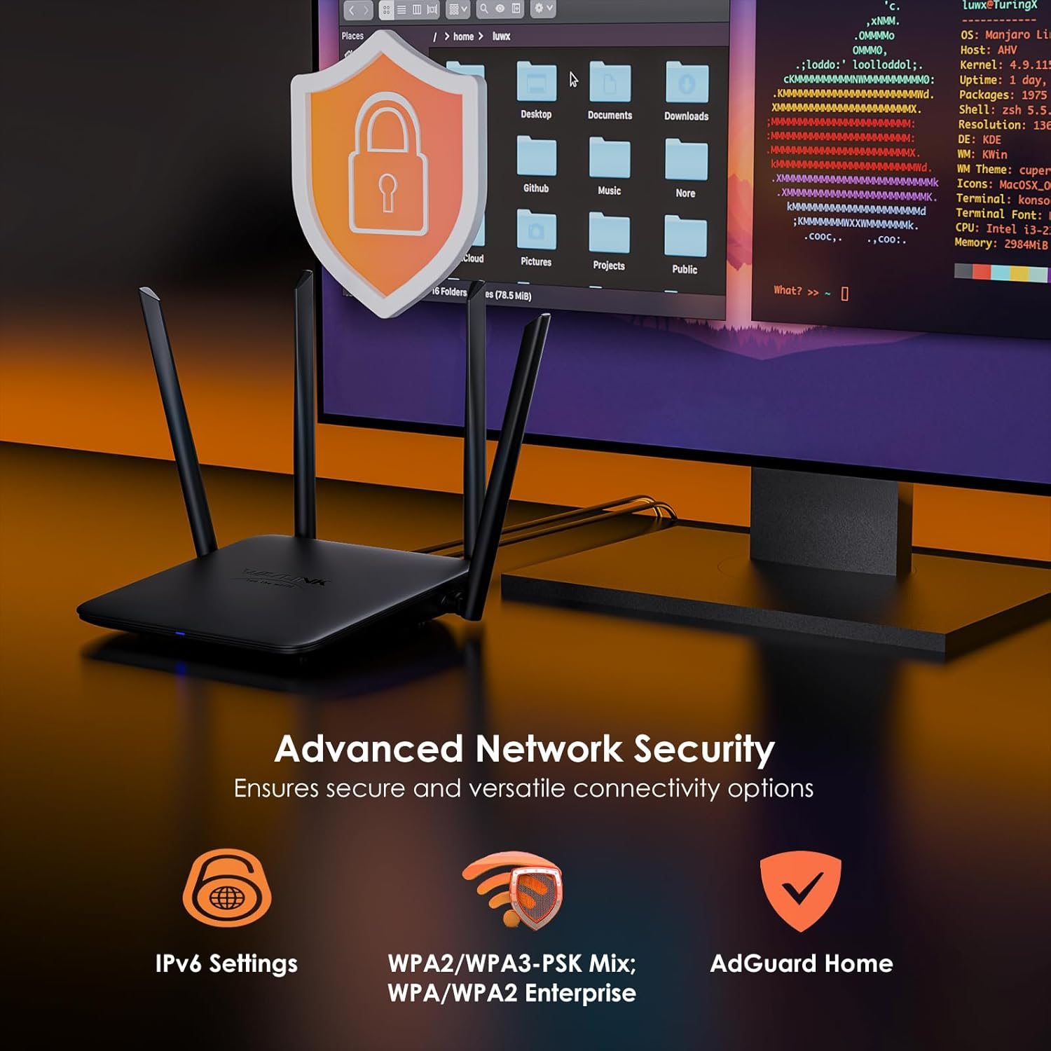 WAVLINK BE3600 Wifi 7 Router, Dual Band Gaming Router with Gigabit Ports, MLO, 4096-QAM & Multi-Rus Tech, Support Mesh/Ap/Repeater Mode, Qos, Ipv6, VPN, Guest Wifi for Home image number 4