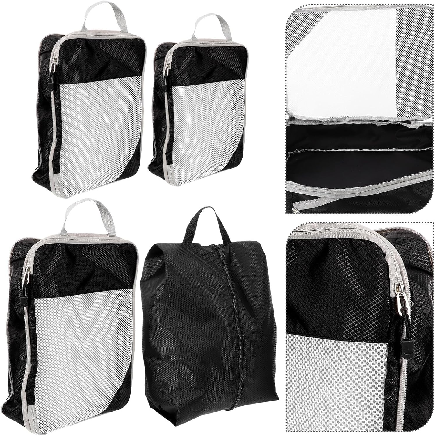 LRXIYODE 4Pcs Travel Compression Storage Bags for Luggage Lightweight Clothes Organizer with Zipper Closure Space-Saving Packing Cubes for Shoes and Apparel Travel Accessories for Compact image number 2