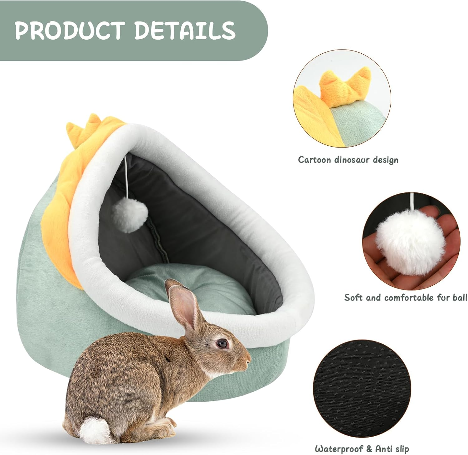 Cat Beds for Indoor, Small Dog Cave Bed with Anti-Slip Bottom, Super Soft Calming Pet Sofa Mat with Removable Cushioned Pillow for Cats, Puppies & Rabbits image number 4