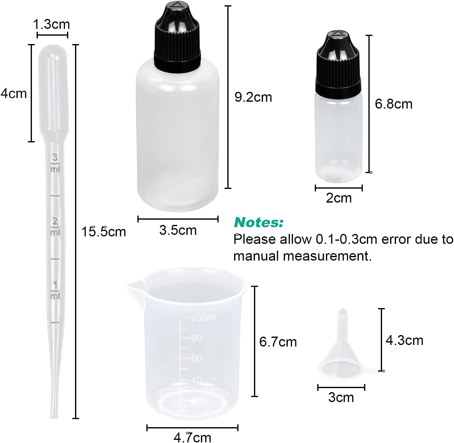 10 Pack 50Ml Plastic Dropper Bottle, Plastic Empty Squeezable Dropper Bottles Eye Dropper Dispenser Paint Dropper Bottles with Funnel Measuring Cup Label Transfer Pipette image number 1
