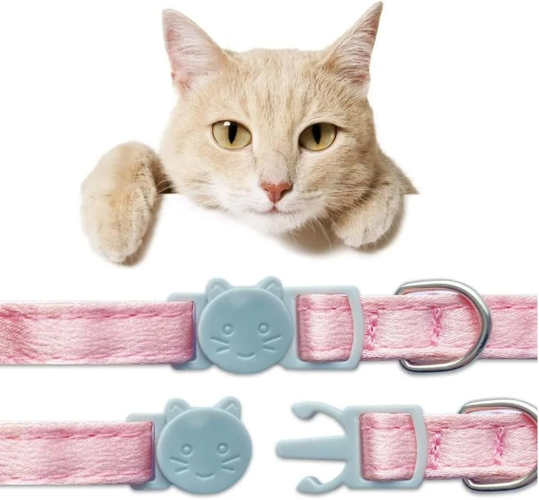 GXGM Pack of 2 Soft Collars Made of Natural Cotton Cord for Cats with Sensitive Skin, Lightweight Kitten Collar with Quick Release and Removable Bow image number 2