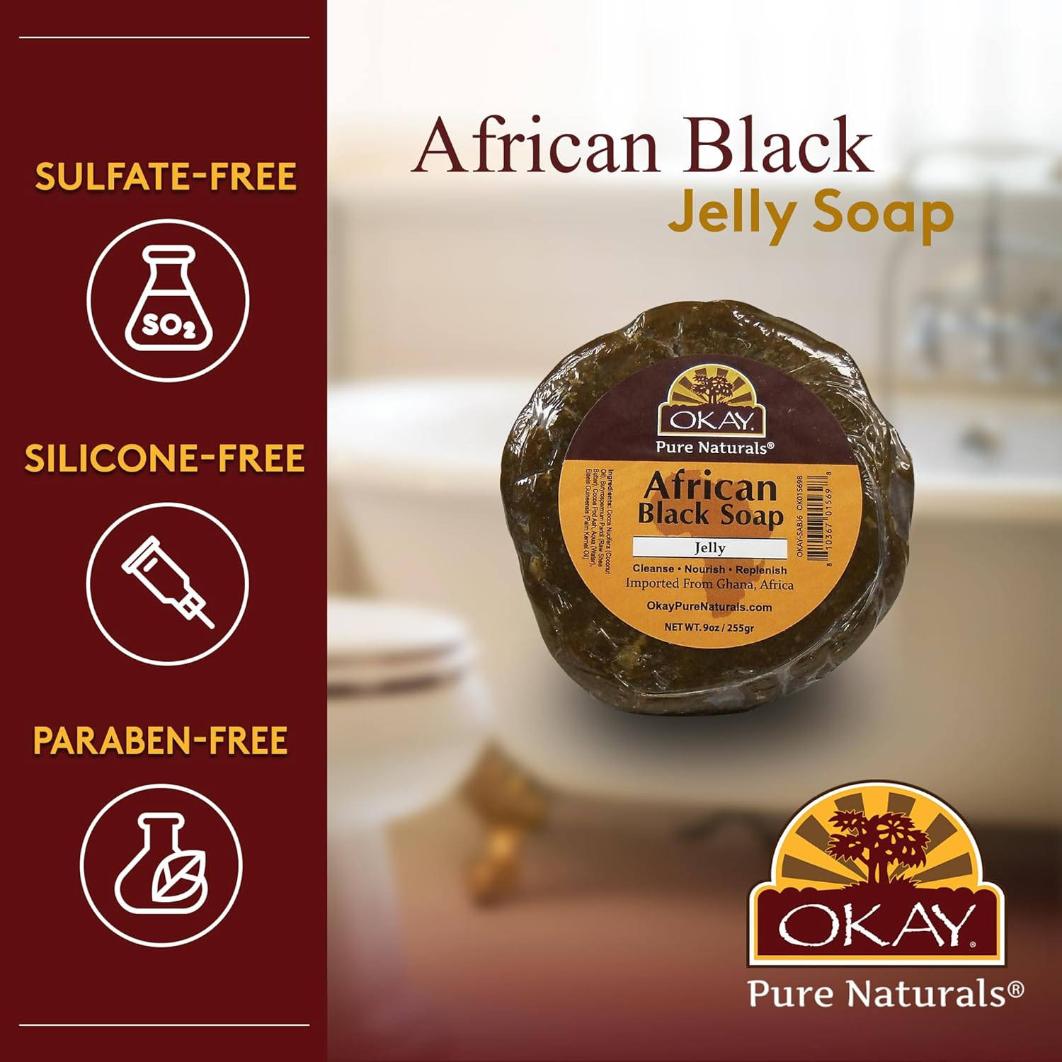 OKAY Pure Naturals OKAY Pure Naturals African Black Jelly Soap, 6 Ounce, (OKAY-SABJ6) image number 4