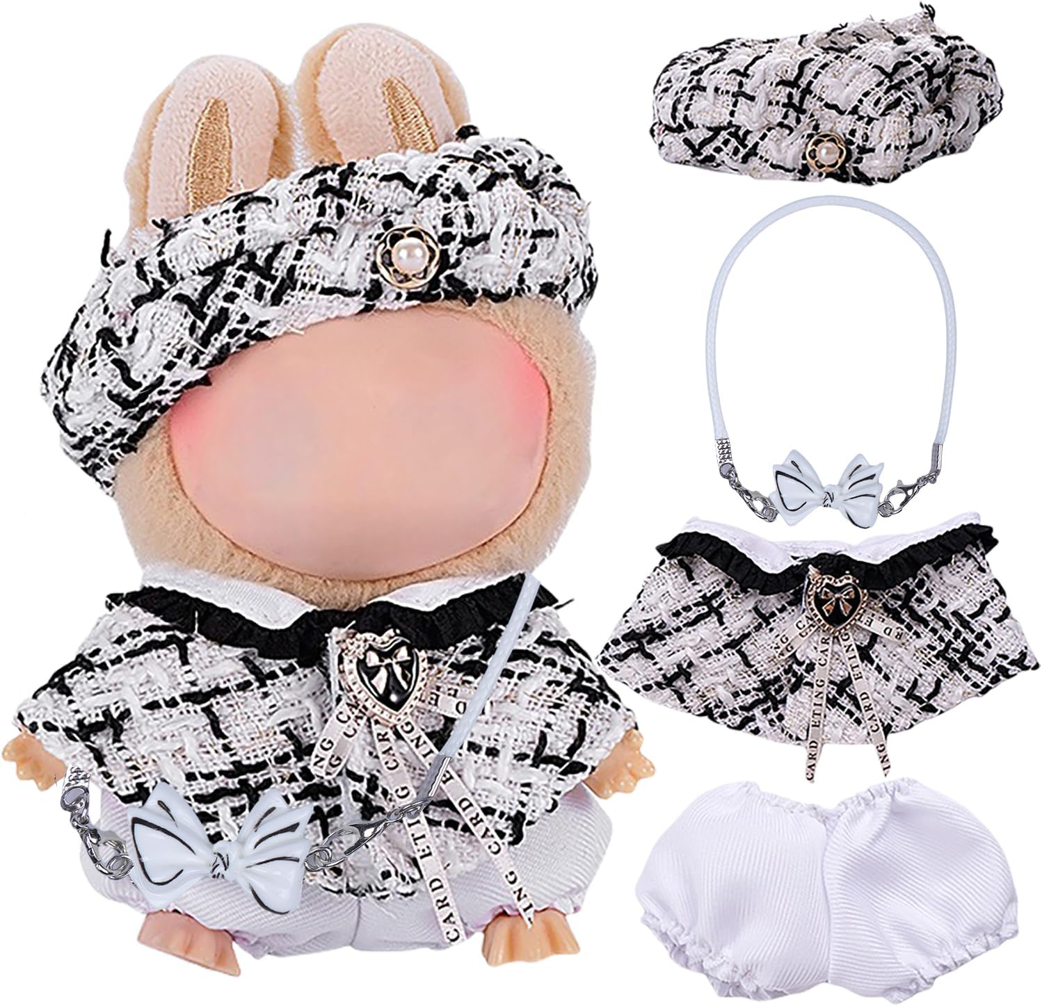 Ariker 4Pcs Handcrafted Doll Clothes Set for 17Cm Dolls (Blue Overalls Set) AK053BL