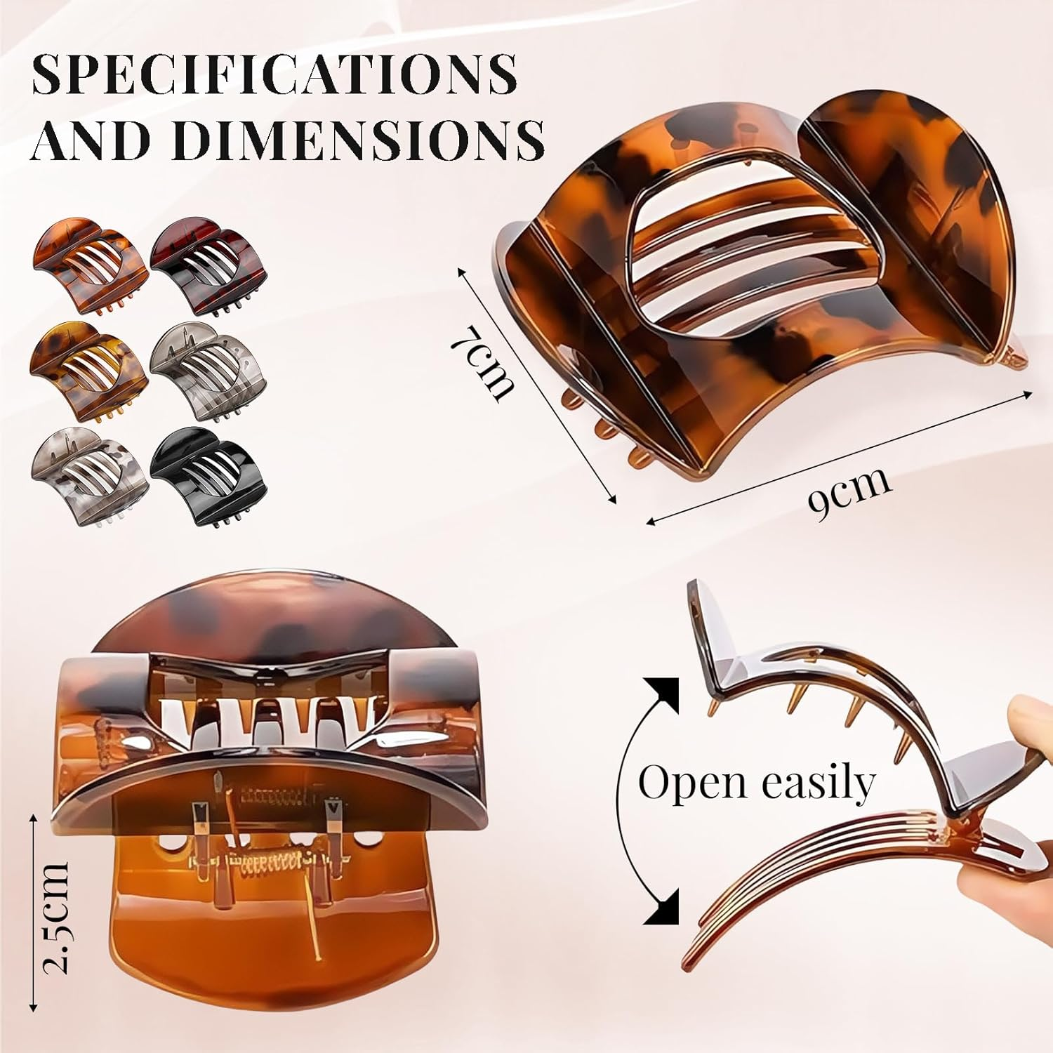 Yamobi Pack of 6 Duck Beak Hair Clips for Women, Large Hair Clip, Flat Hair Clips, Non-Slip Hair Clips for Thick or Thin Hair image number 3