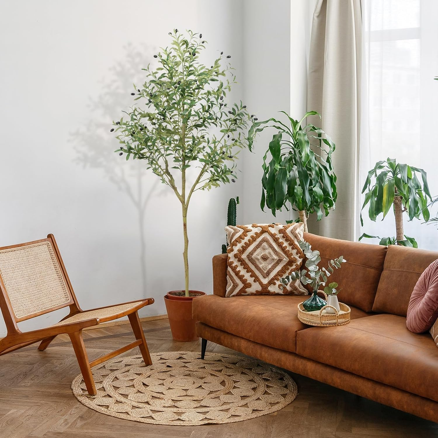 Artificial Olive Tree 6FT, Olive Trees Artificial Indoor with Potted, Large Faux Olive Tree, Suitable for Modern Office Living Room Home Decor Housewarming Gift, 1 Pack image number 1