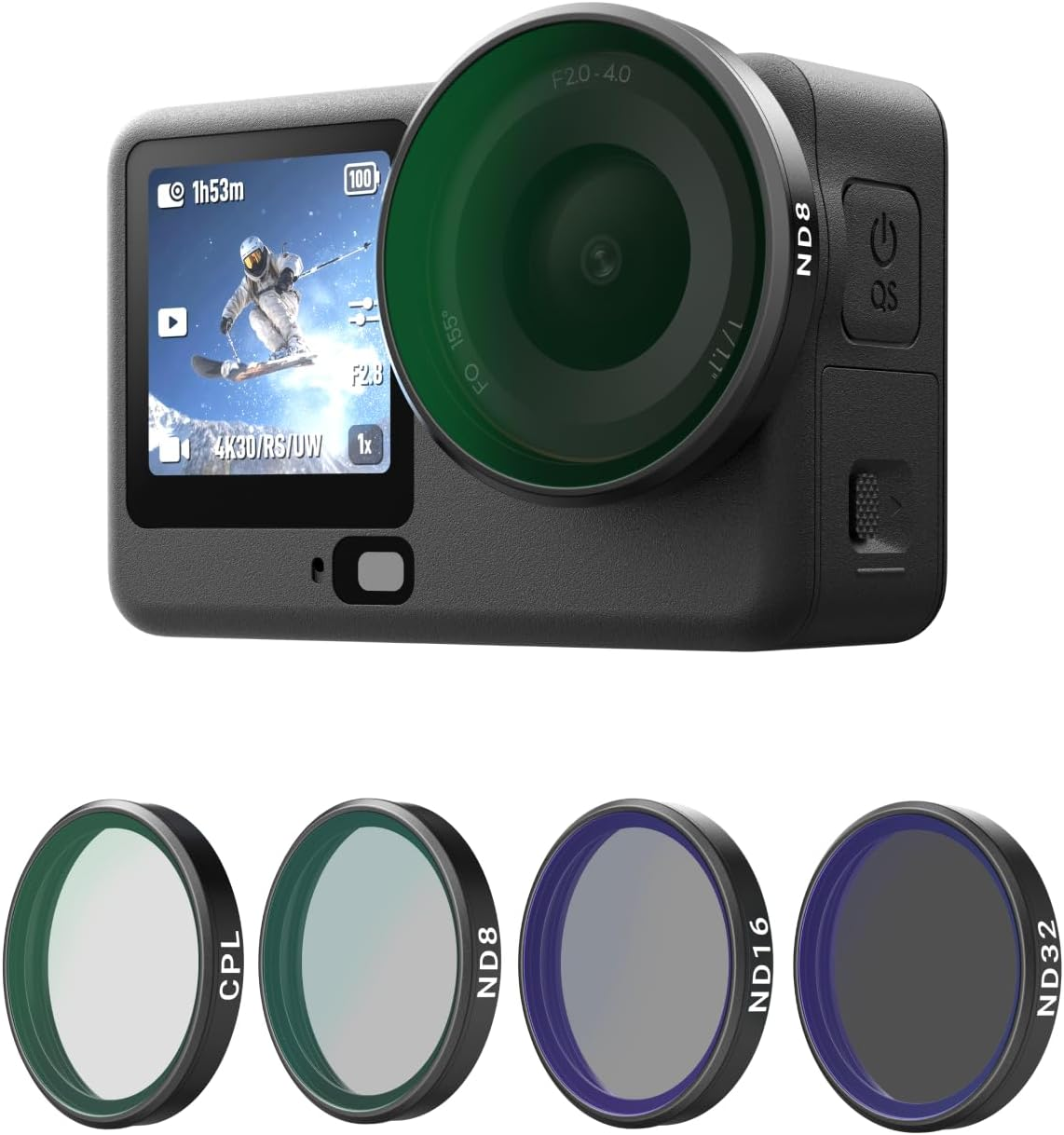 TELESIN Lens Filter Set for DJI Action 5 Pro Action 4 Action 3 Camera Accessories, 4-Pack CPL ND32 ND16 ND8 Polarizing Neutral Density HD Filter Lens Protective Protector Cover for DJI Osmo Action