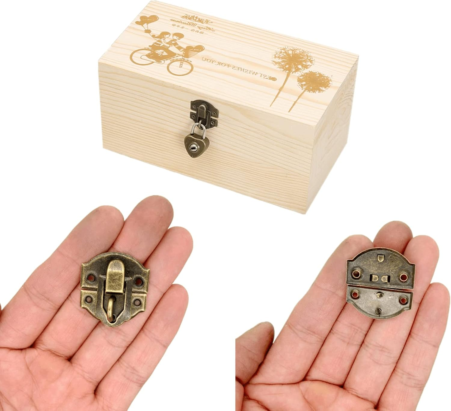 Dophee 12Pcs Antique Brass Decorative Hasp Jewelry Wooden Box Hasp Latch Lock with Screws image number 4