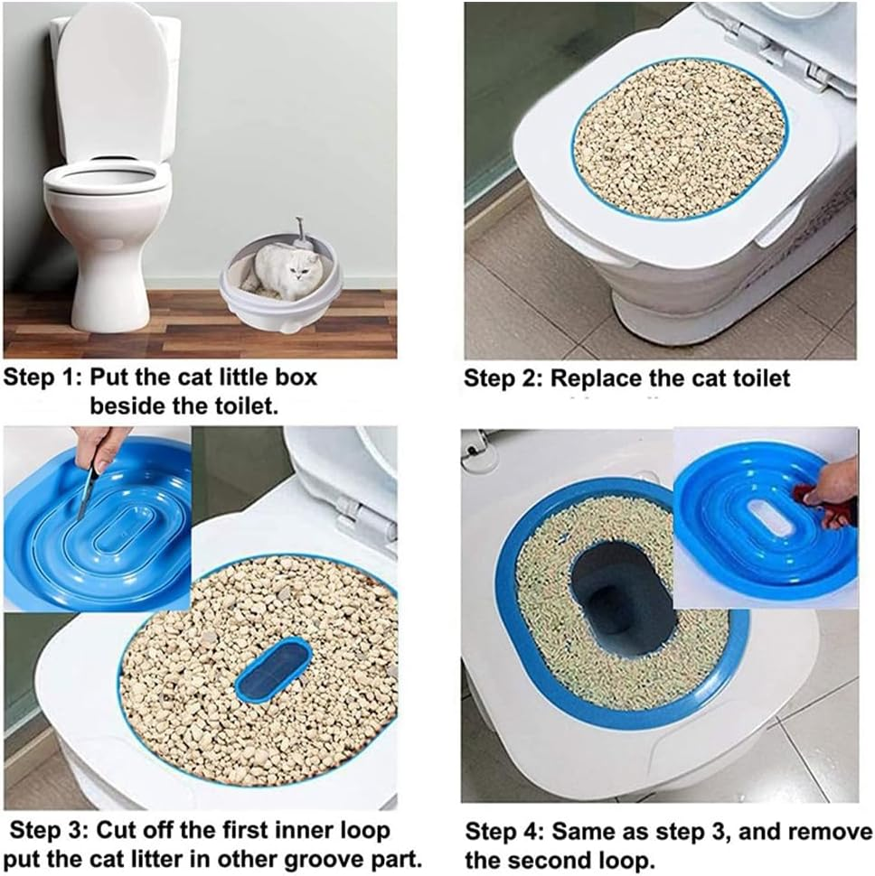 Cat Toilet Training Kit,Reusable Cat Toilet Trainer Urinal Removable Pet Toilet Training System,Professional Kitty Toilet Trainer Urinal Seat with Extra Tray,Teach Cat to Use Toilet image number 3