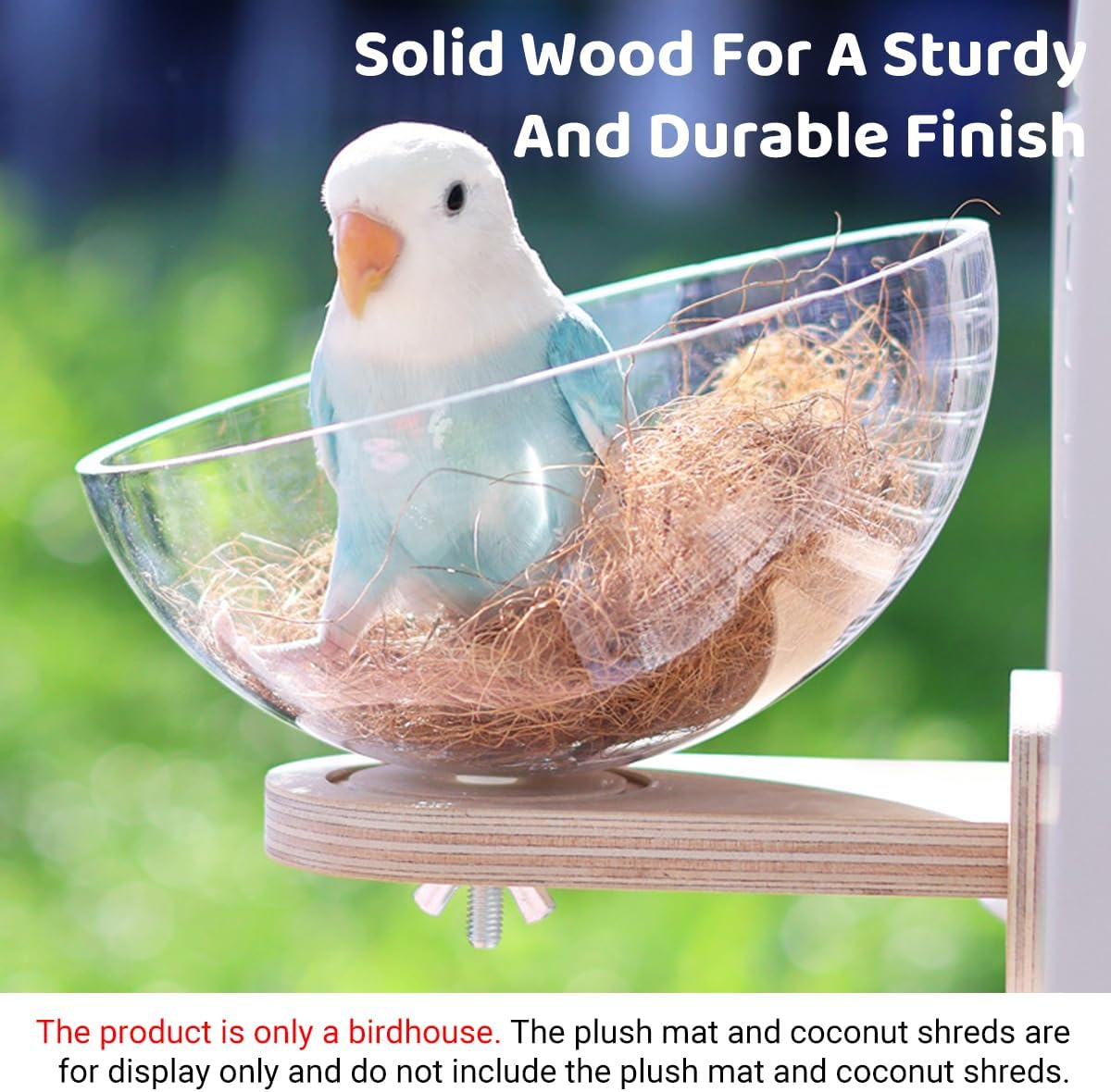 AIMALL Parrot Resting and Sleeping Nest with Wooden Perch Transparent Ventilated Capsule Design Swing and Fixed Styles 5.90In Diameter for Small and Medium Birds All Seasons image number 4