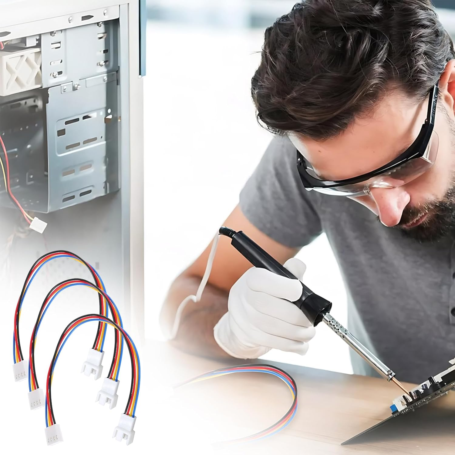 Zalizr 3 Pack PC Fan Extension Cable, 4-Pin Fan Splitter Cable for Computer, CPU PWM Cooling Fan Connector Adapte, 11 CM image number 3