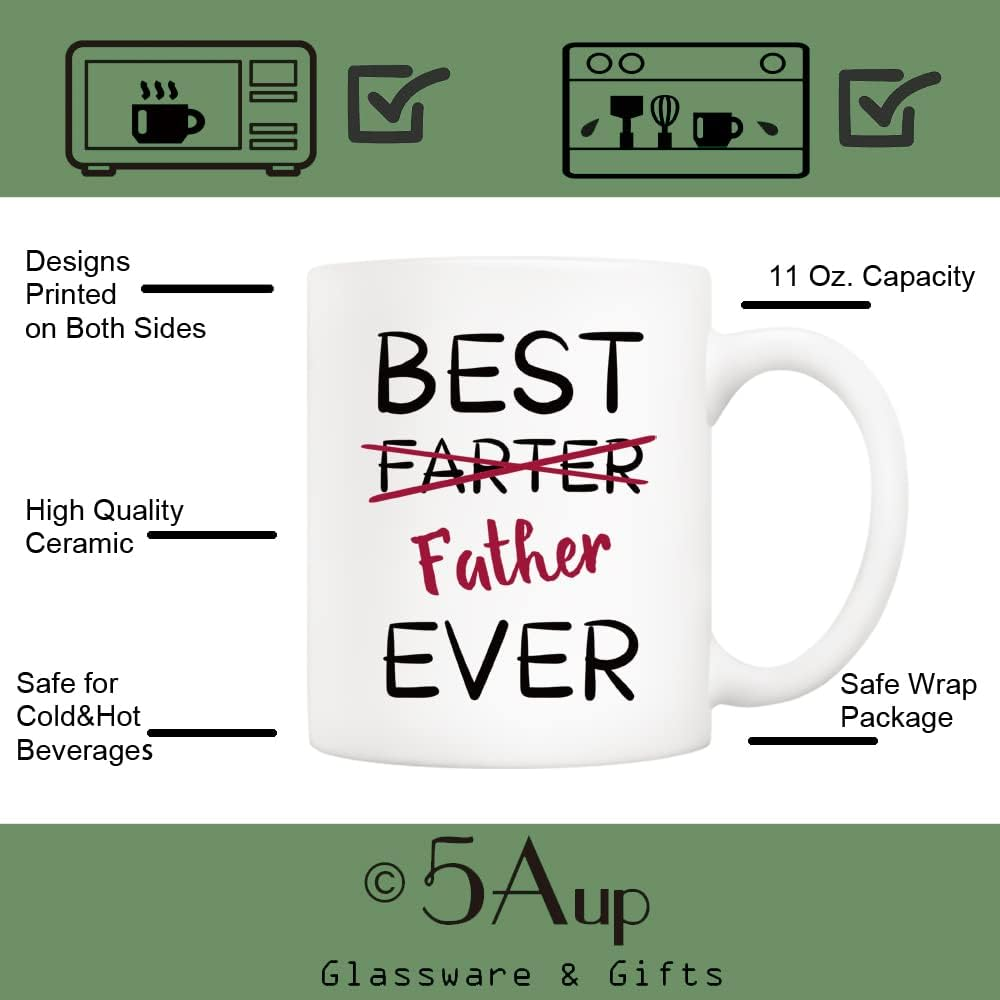 5Aup Fathers Day Funny Dad Coffee Mug Gifts from Daughter Son, Best Father Ever Cups 11 Oz, Christmas and Holiday Ideal for Father image number 3