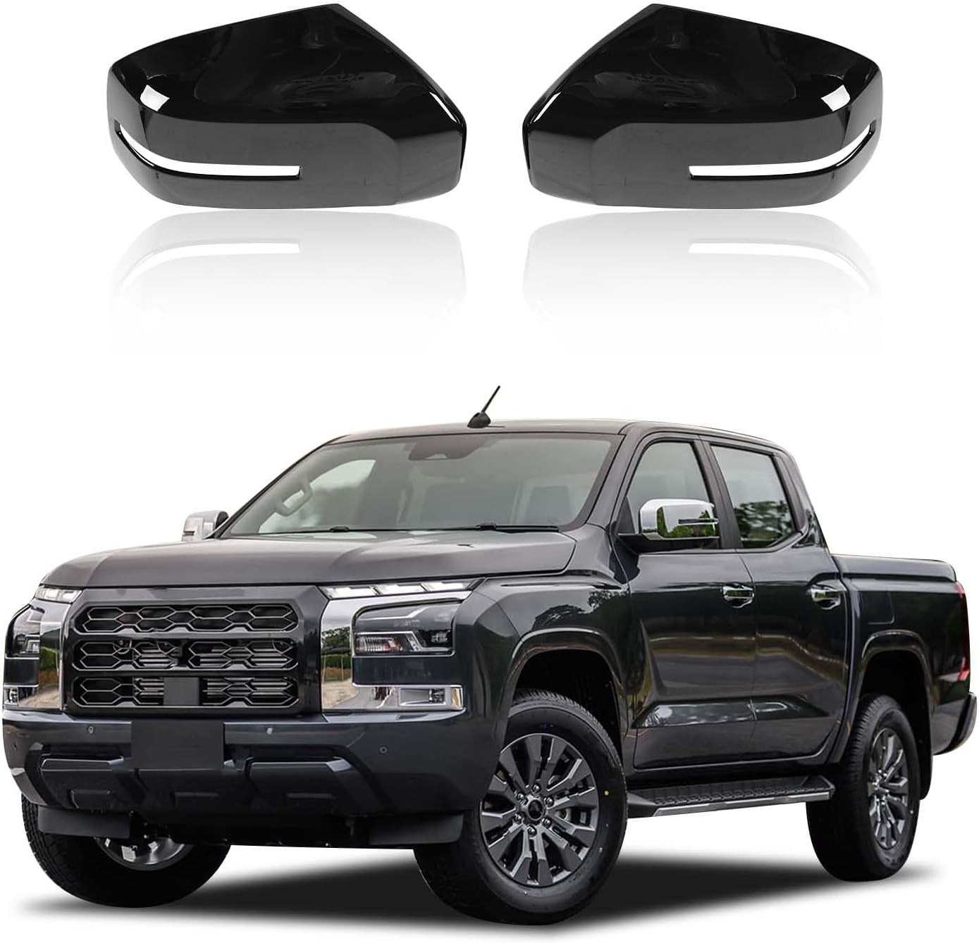 Yinaniutos Side Rearview Mirror Cover Compatible with Mitsubishi Triton / L200 2024-2025 Accessories, 2PCS Side Door Mirror Caps Protector ABS Material (Carbon Fibre Pattern)