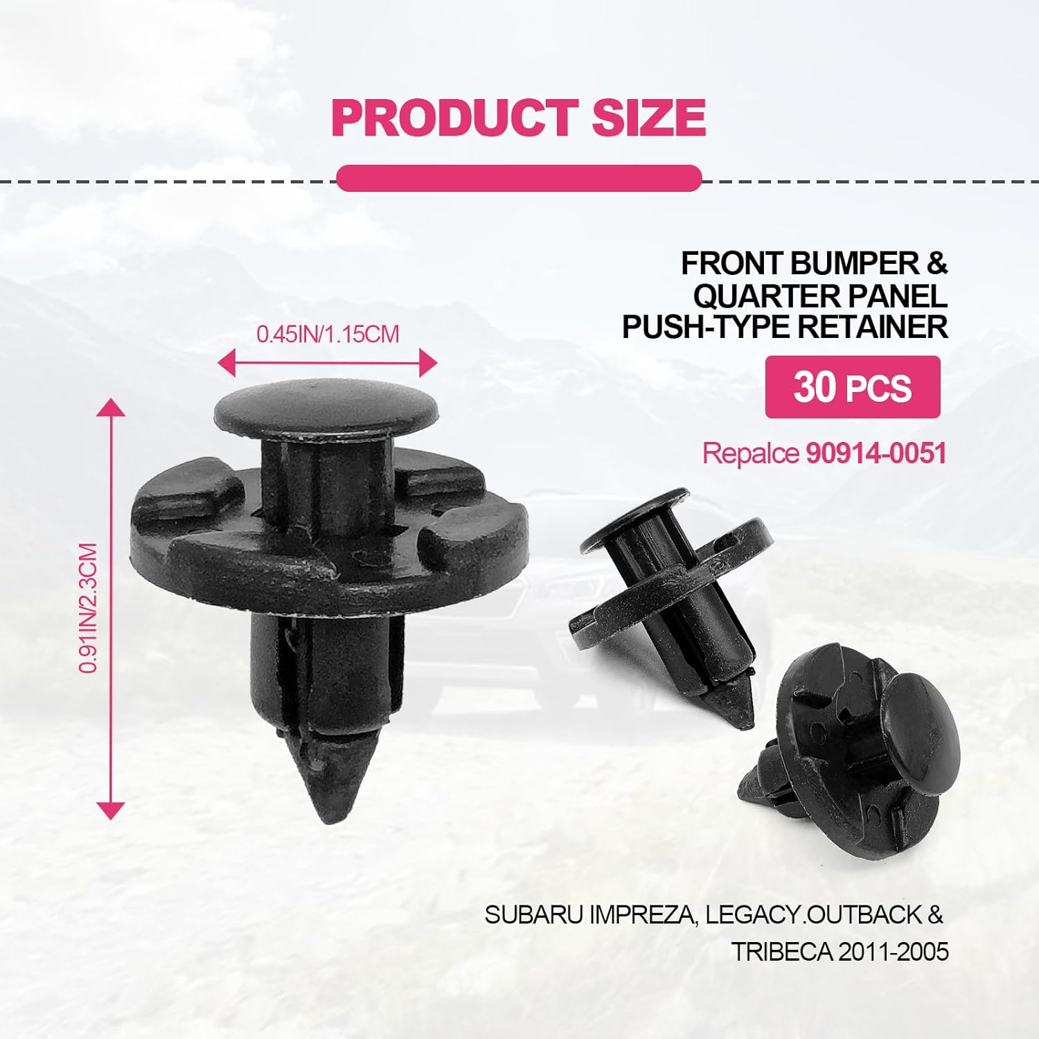 7Mm 8Mm 10Mm Push Type Retainer Fasteners Rivets Clips Compatible with Subaru Replace for 90914-0007, 90913-0067, 90914-0051 (100PCS)