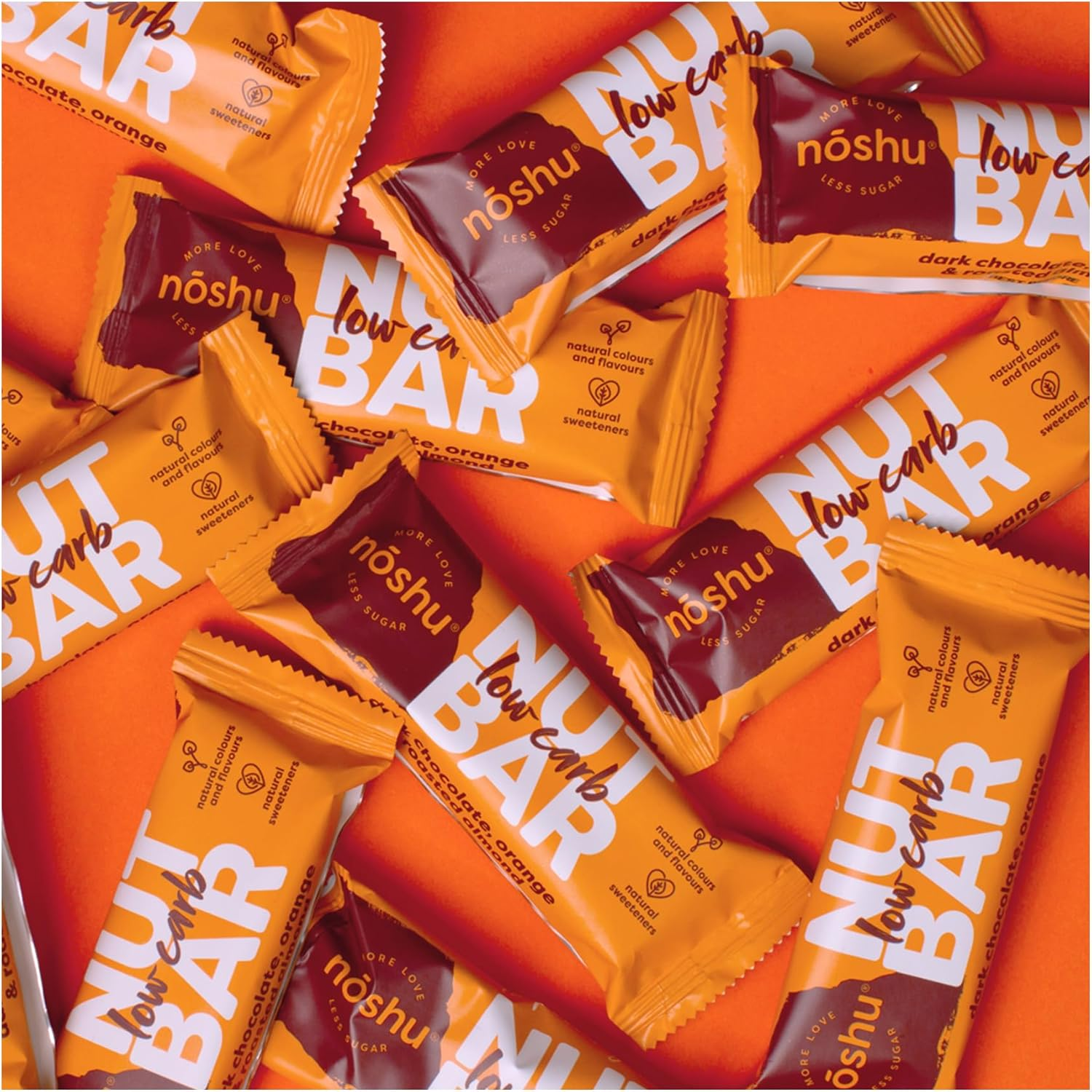 Noshu Low Carb Dark Chocolate Orange & Roasted Almond Nut Bars &ndash; 5 Pack (160G) image number 4