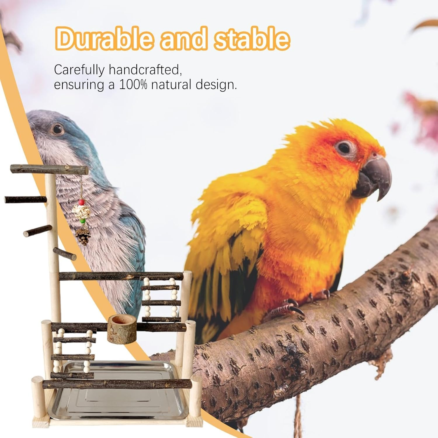 Bird Stand, Parrot Play Gym, Bird Perch Stand, Large Perch Stand for Parakeet and Birds, Parrot Stand Playground, Parrot Playstand Play Gym, Parakeet Cage Accessories for Parakeets image number 3