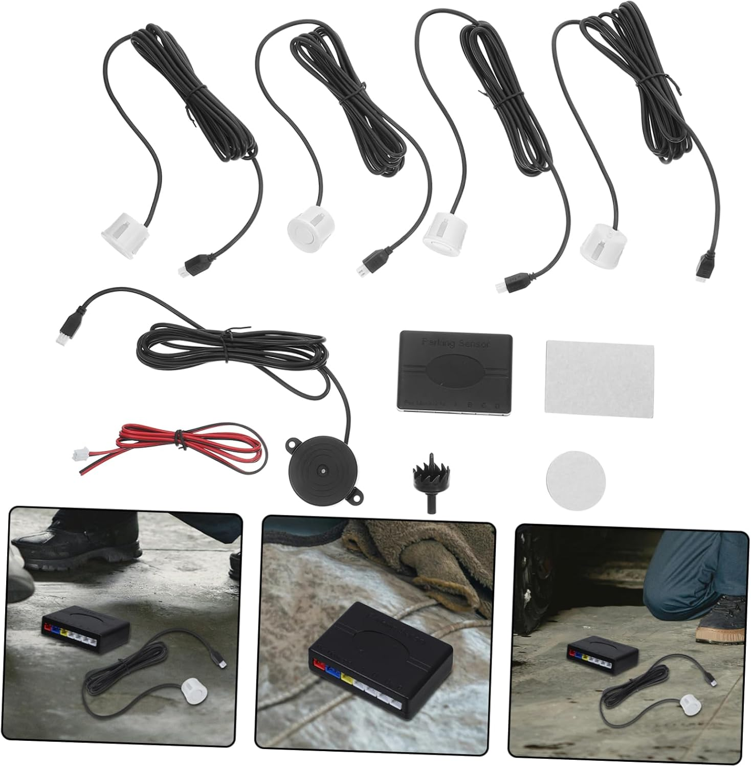 HORIALENCE Car Parking Sensors Rear Parking System with 4 Sensors Backup Warning Alert Automatic Reversing Assistance for Vehicles Reliable Safety Exterior Automotive Accessories image number 4