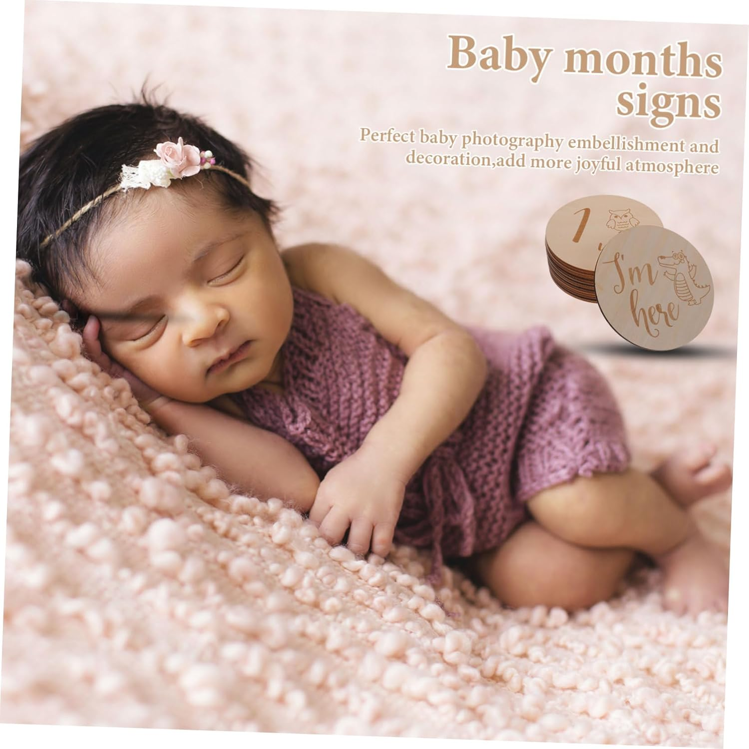 Monthly Milestone Wooden Cards Animal Design Newborn Growth Signs for Photo Sentimental Keepsake for Shower and First Year Memory image number 3