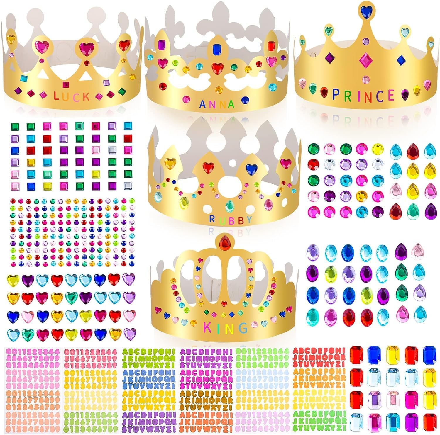 Gold Paper Crowns, DIY Golden King Crowns Craft to Decorate, Paper Prince Princess Crown Hats for School Classroom Birthday Celebration image number 1