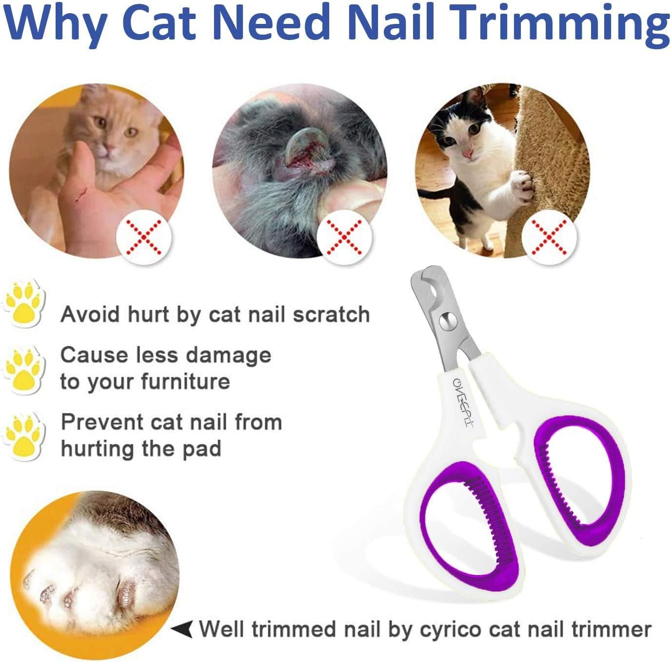 Onecut Cat Nail Scissors - Nail Scissors for Dogs, Professional Pets Nail Clippers with Non-Slip Handles Are Perfect for Rabbits, Dogs and Cats image number 1