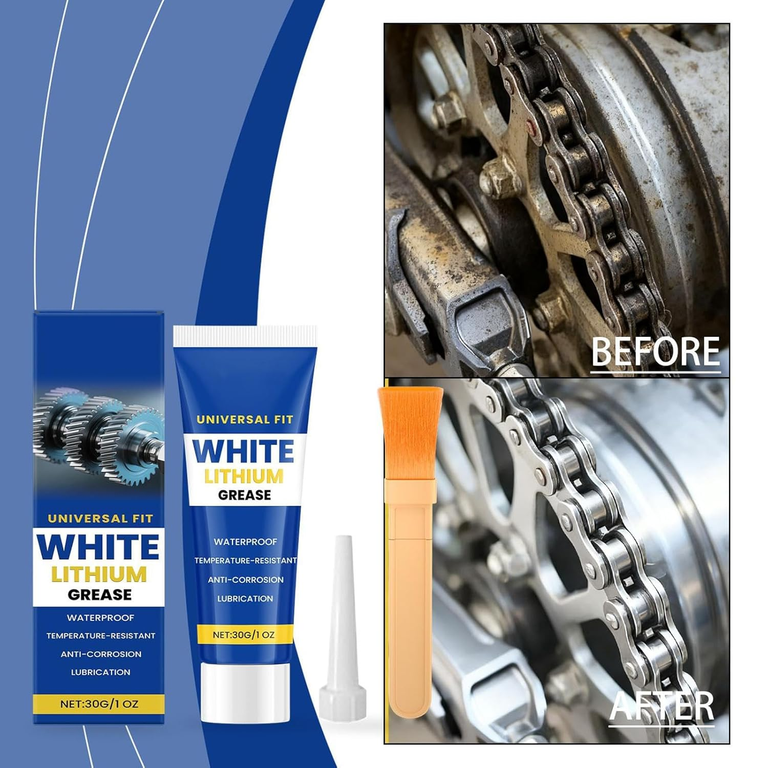 White Grease Lithium - Waterproof Gear Lubricating Cream,Gear Lubricant Grease | for Car Owners Automotive Enthusiasts Garage Technicians Fleet Maintenance Auto Restorers Metal image number 5