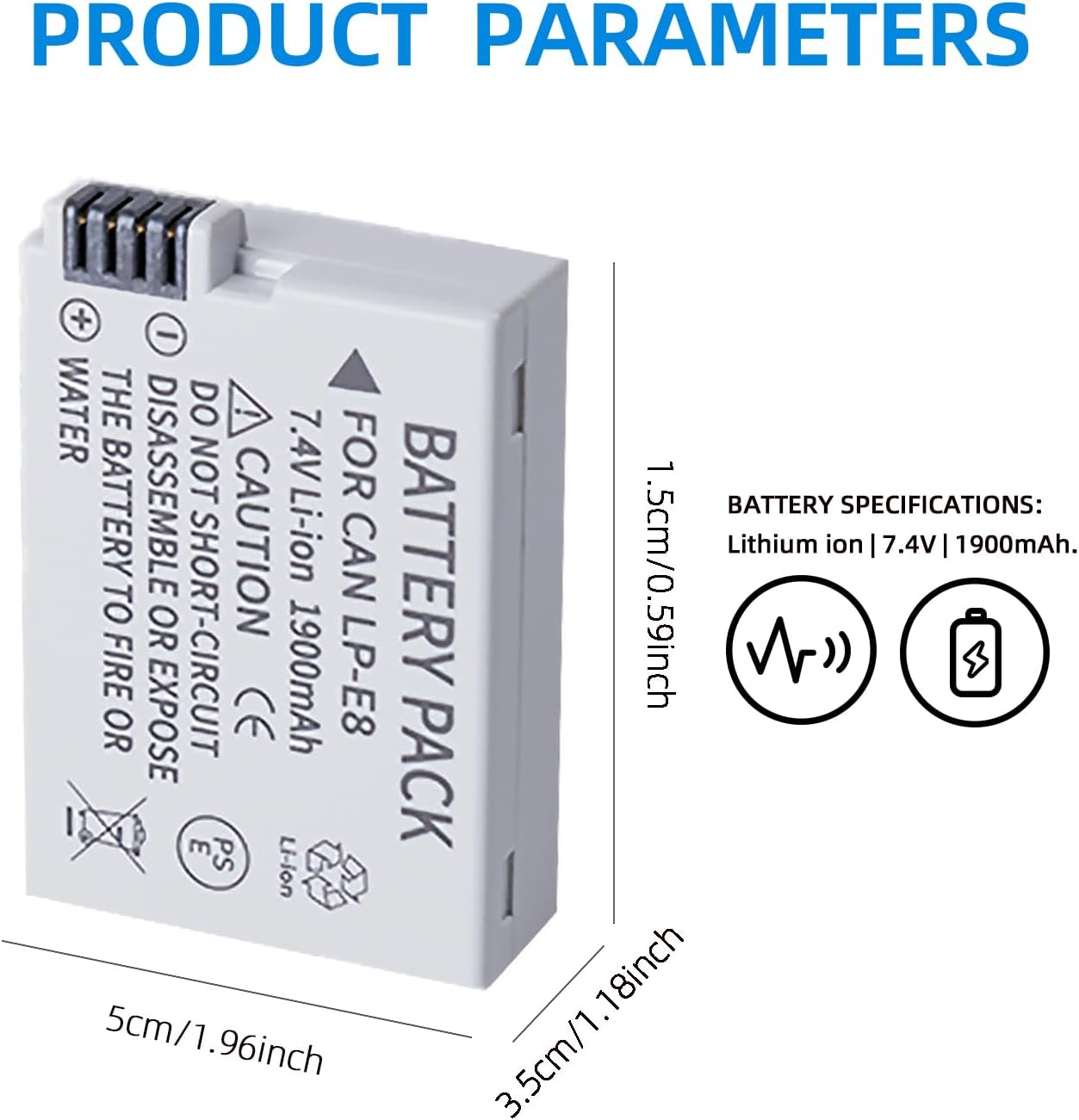 KWTOUL LP-E8 LC-E8E 1900Mah Li-Ion Batteries Compatible with Canon EOS Rebel T5I, T4I, T3I, T2I, EOS 550D, 600D, 650D, 700D, Kiss X4, Kiss X5, Kiss X6 Cameras image number 5