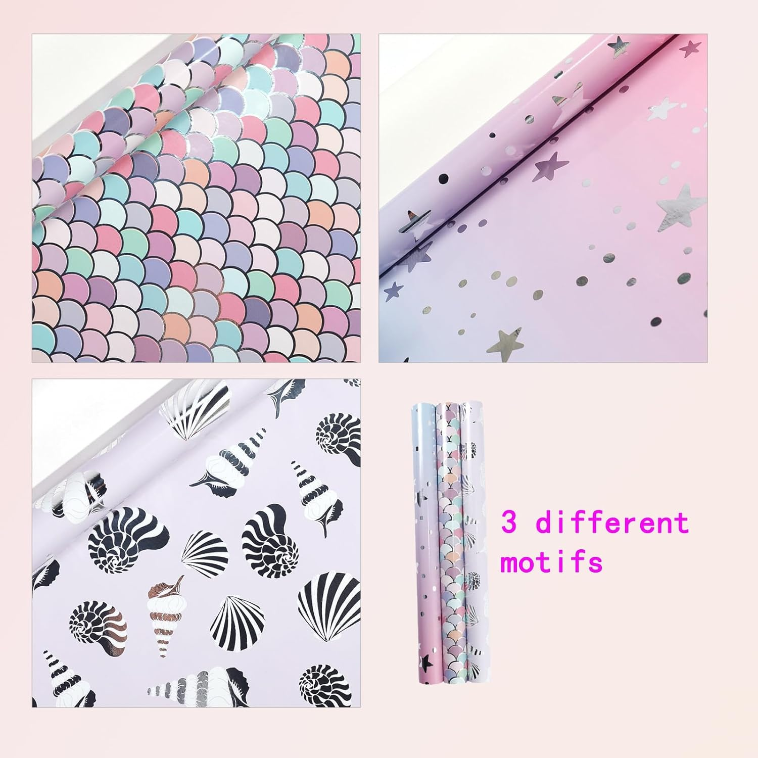 3 Rolls Birthday Wrapping Paper Roll Set - 17" X 118" Each, Vibrant Designs for Birthdays, Weddings, Graduations, All Occasions - for Gift Wrapping