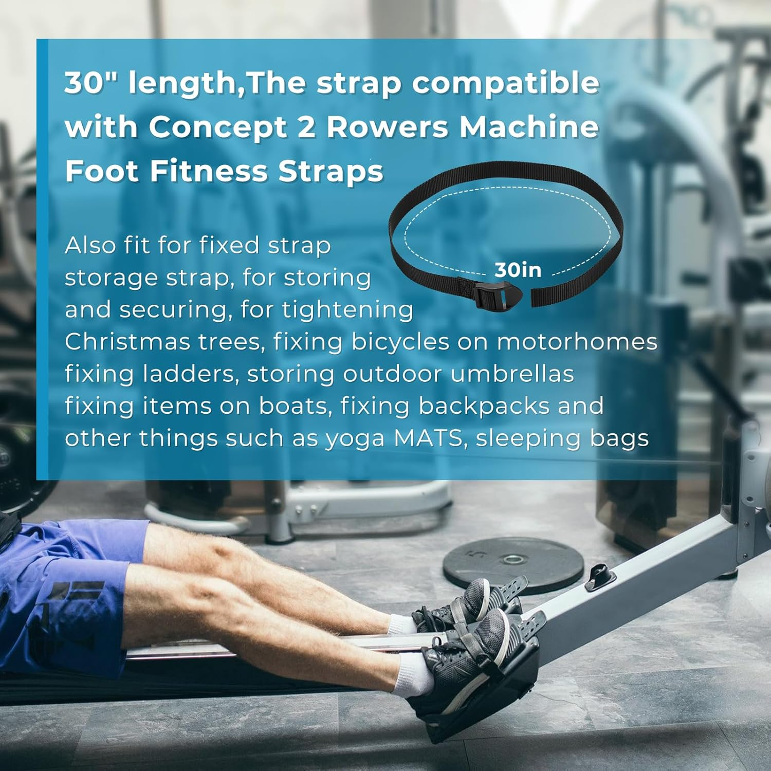 Arrogantf Rowing Machine Foot Straps Compatible with Concept 2 Rower (Models: D & E) Foot Strap Fitness Foot Straps Replacement Parts for Sunny Health Rowing Machine - 2 Pack image number 3