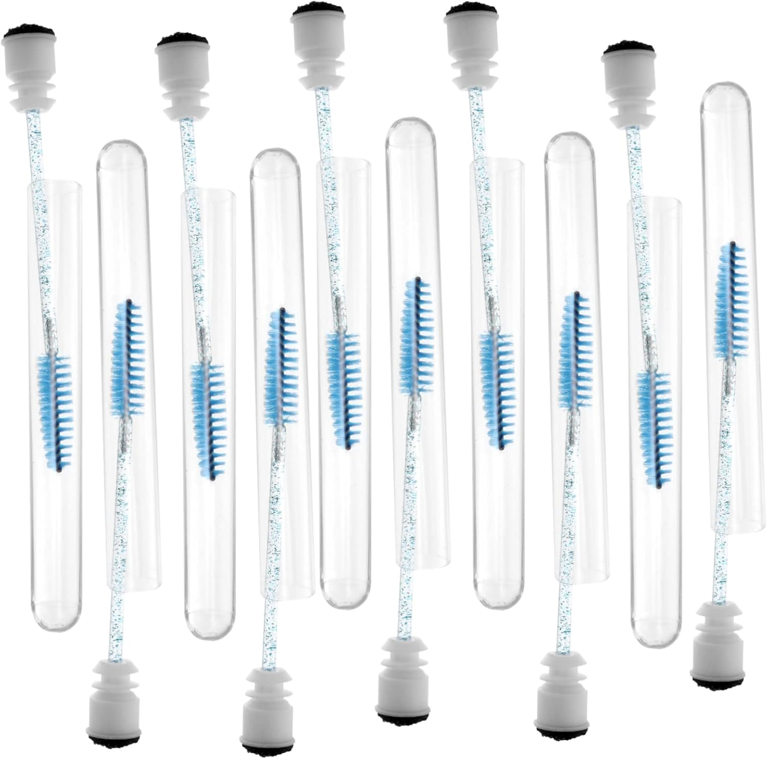 FRCOLOR 10Pcs Eyelash Comb and Eyebrow Brush Tube Set Navy Portable Lash Brow Applicators for Makeup and Eyelash Extension Application