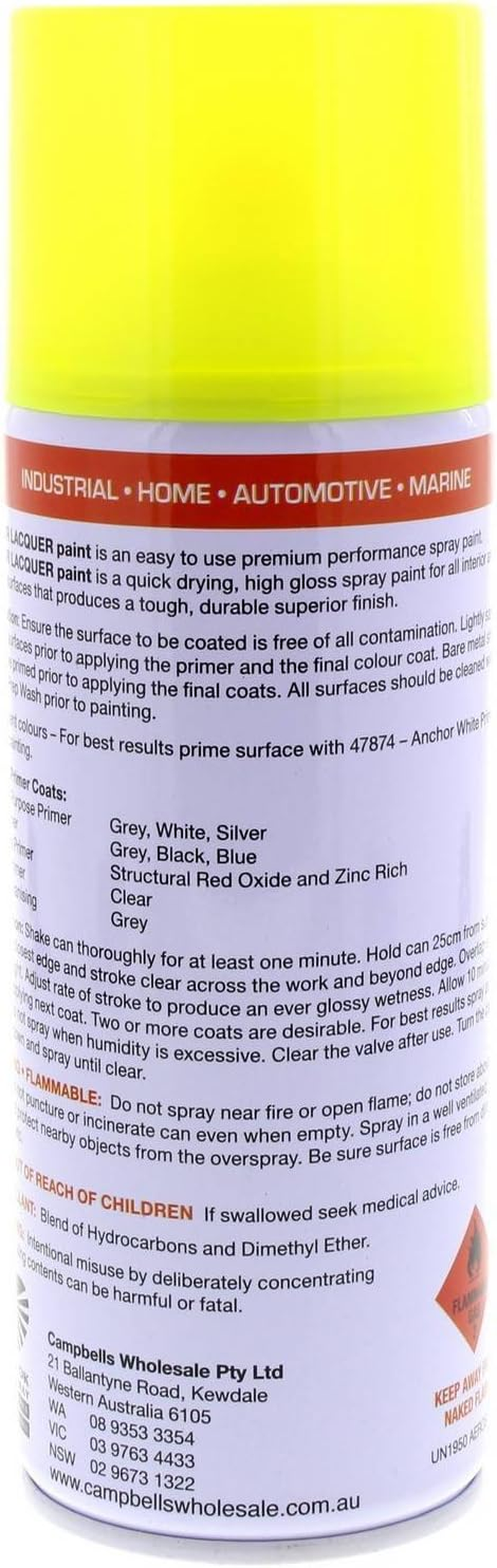 Anchor Spray Paint, Fluorescent Yellow, 300 G image number 2