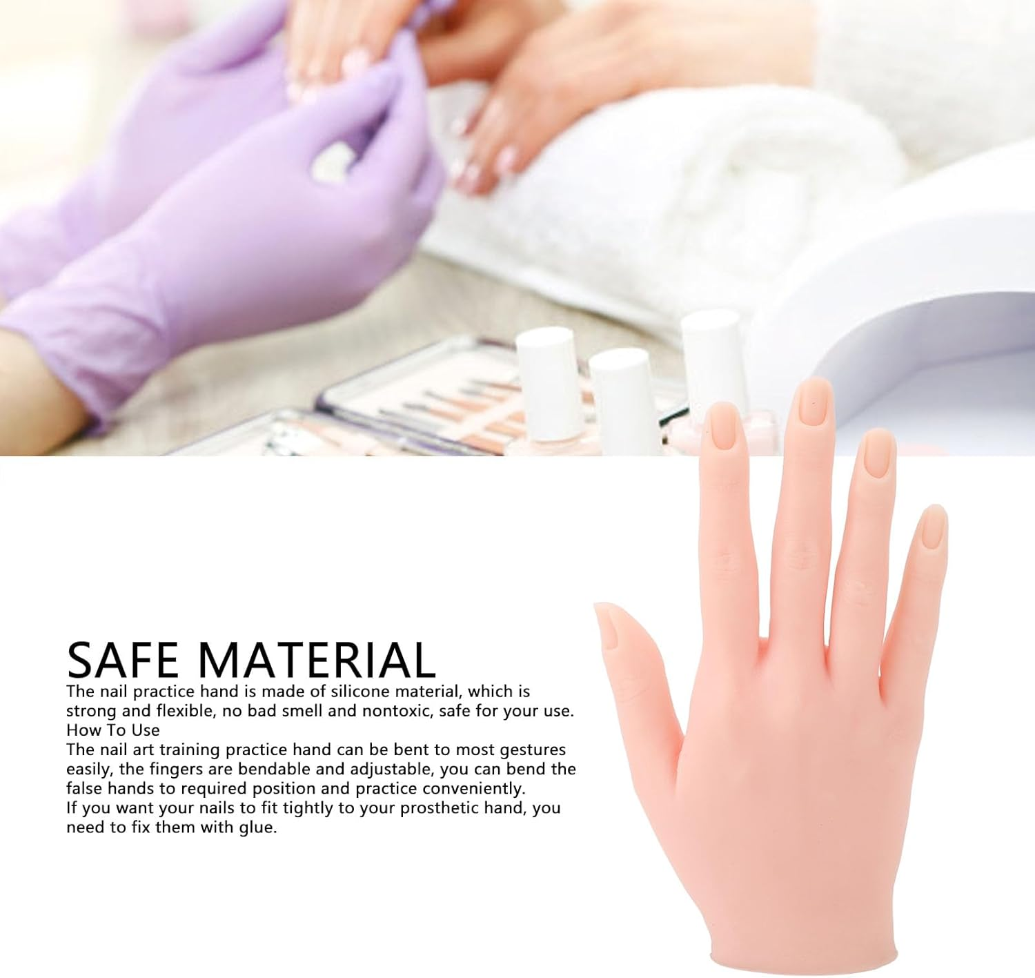 Practice Hand for Acrylic Nails, Mannequin Hand for Practising Nails, Flexible, Bendable Artificial Hand, Nail Hand Practice image number 3