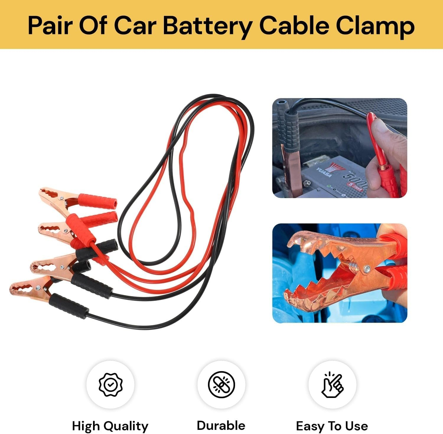 EZONEDEAL 500A Car Heavy Duty Jumper Booster Cable, Clamp to Start Dead Battery, Booster Cable for Truck Anti-Frozon Heat Insulation Jump Leads Size 6Ft image number 5