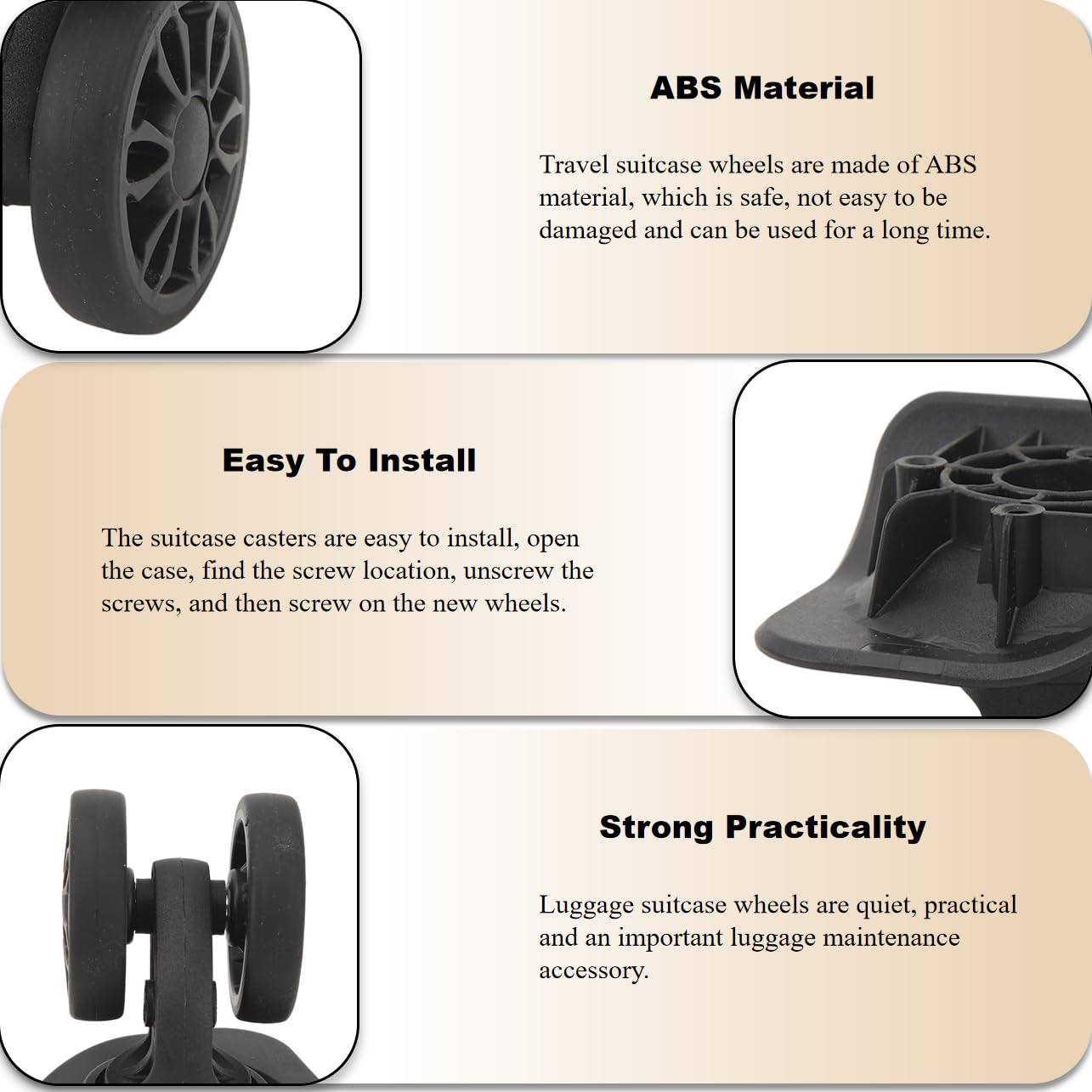 2Pcs Replacement Luggage Wheel for Repairing Easy to Install, Universal Suitcase Caster for Repairing, Suitcase Wheels Replacement image number 4