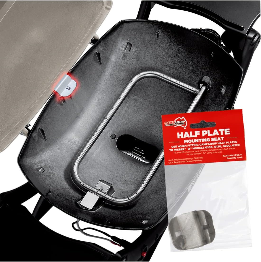 CAMPAQUIP Cast Iron Half Plate Set | Fits Weber Baby Q | Q100 | Q120 | Weber Q Series | Q200 | Q220 | Weber Family Q | Q300 | Q320 | Pre-2014 Models Grill Accessory | Durable & Heavy-Duty BBQ Hotplate image number 1