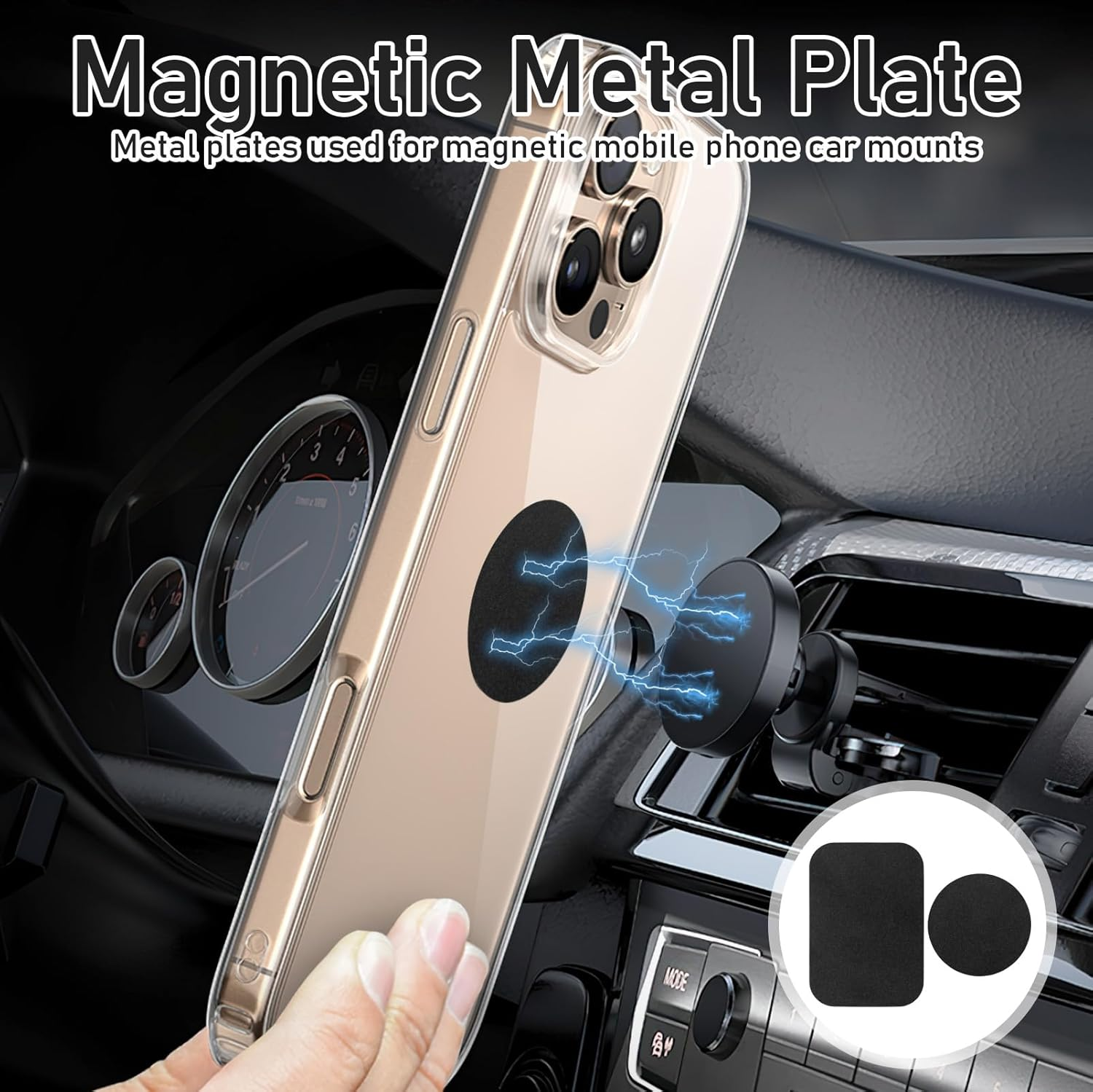 6 Pcs Strong Adhesive Sticker Magnet Holder for Car & Phone - Rustproof & Waterproof Metal Plate for Phone Mount (3 round and 3 Rectangular) image number 5