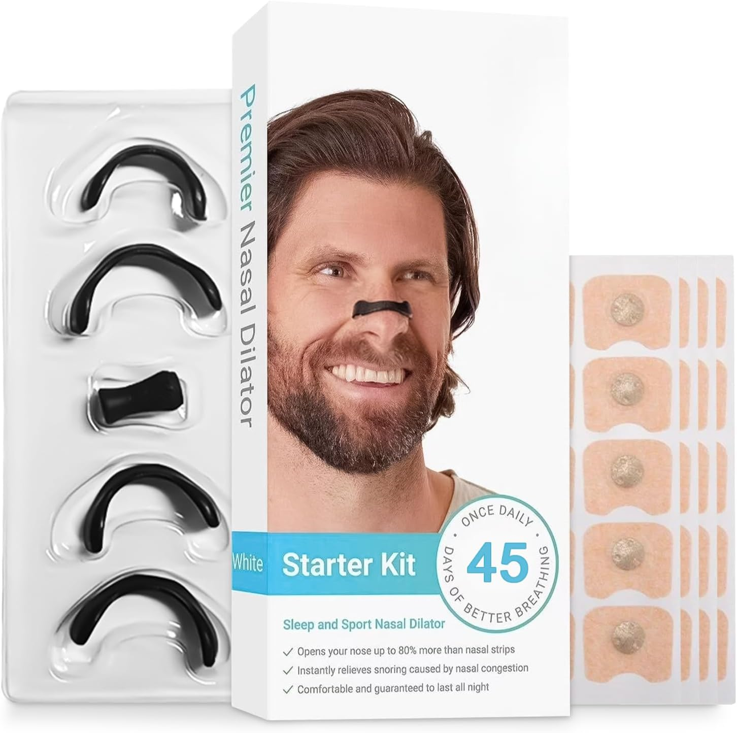 Yakiter Nasal Strips, 60 Pcs Magnetic Nose Strips, anti Snoring Intake Breathing Nose Strips with Nose Clips, for Sleep Sports, Stop Snoring Aids for Men & Women (Black)