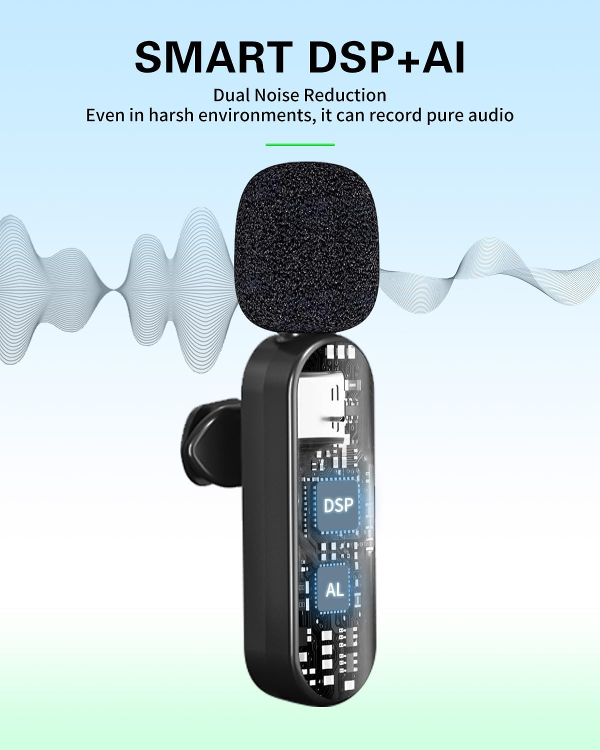 Ominoral Mini Microphone for Iphone Android Camera Ipad USB-C, 4 in 1 Professional Wireless Lavalier Lapel Microphone for Recording, Live Stream, Youtube, Facebook, Tiktok, Vlog (2 Pcs) image number 6